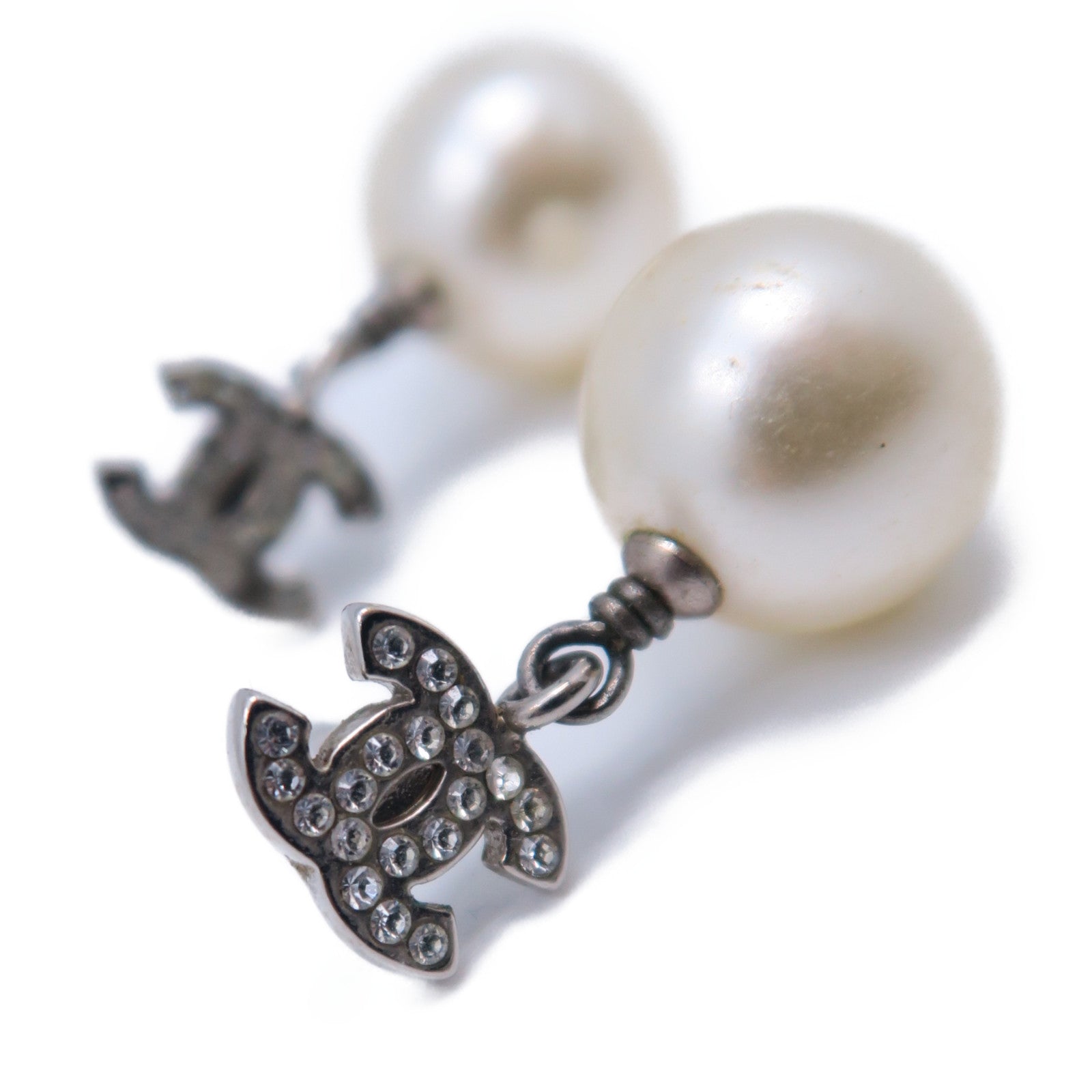 CHANEL PVC/金屬Earrings耳環銀色/米色