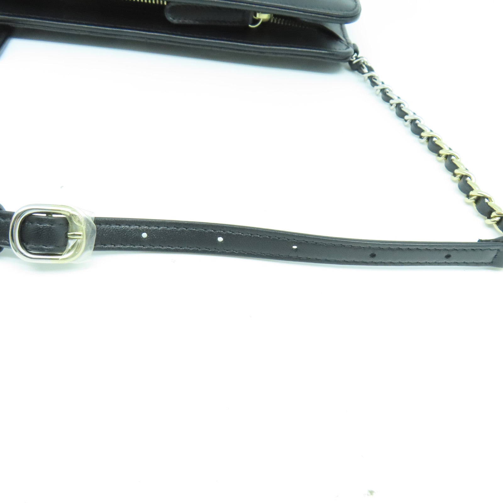 CHANEL 菱格羊皮皮革Waist Bag金扣/銀扣腰包黑色