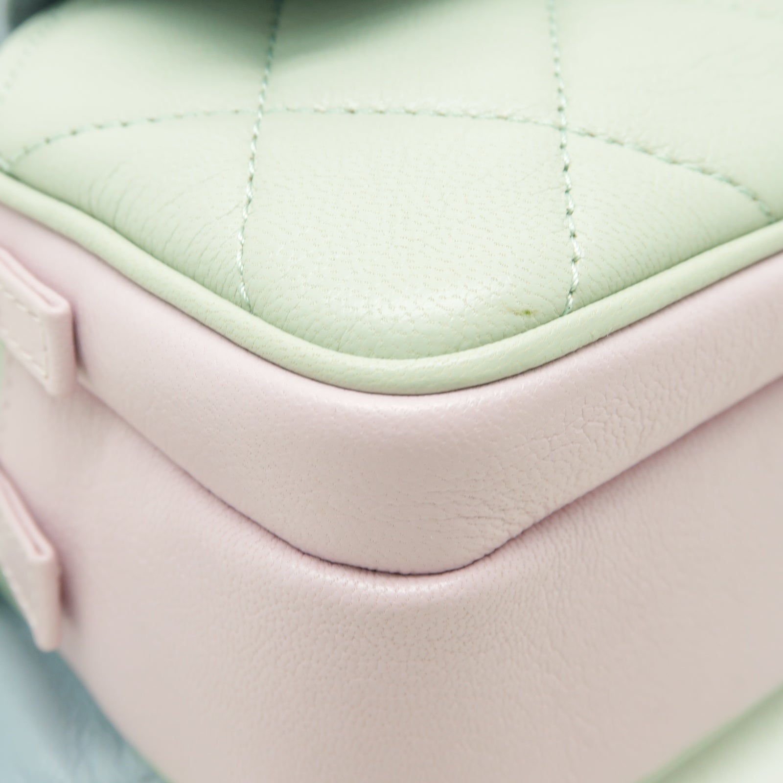 CHANEL 菱格牛皮皮革Waist Bag金扣腰包綠色