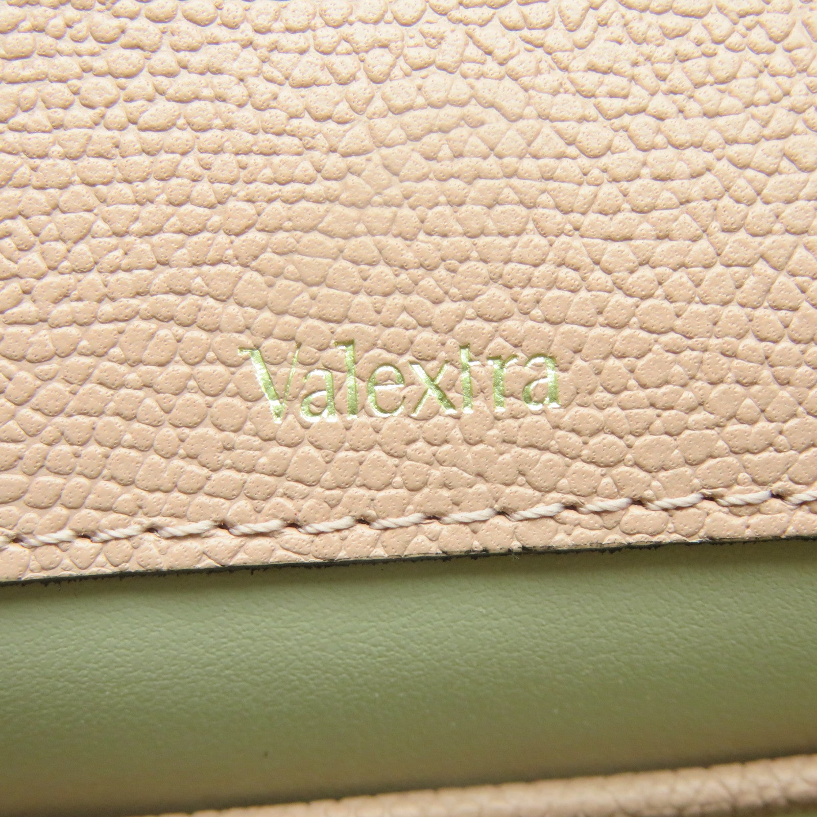 SELECTION 牛皮皮革Valextra Mini Textued 2Way Hand Bag手挽肩背兩用袋杏色