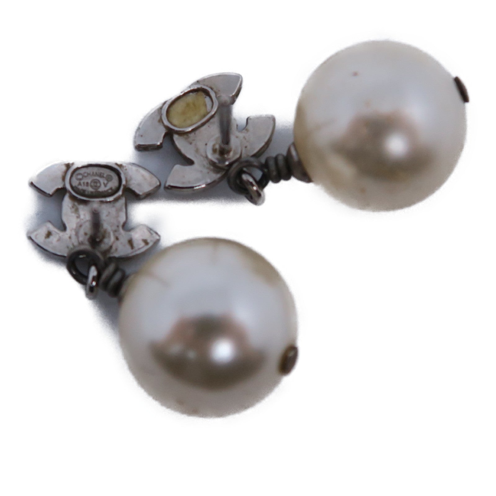 CHANEL PVC/金屬Earrings耳環銀色/米色