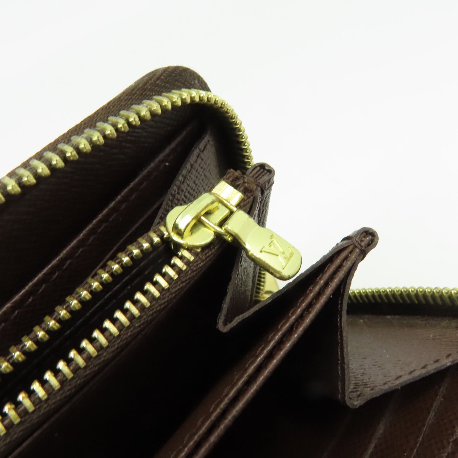 LOUIS VUITTON Damier Long Wallet金扣拉鏈長錢包啡色