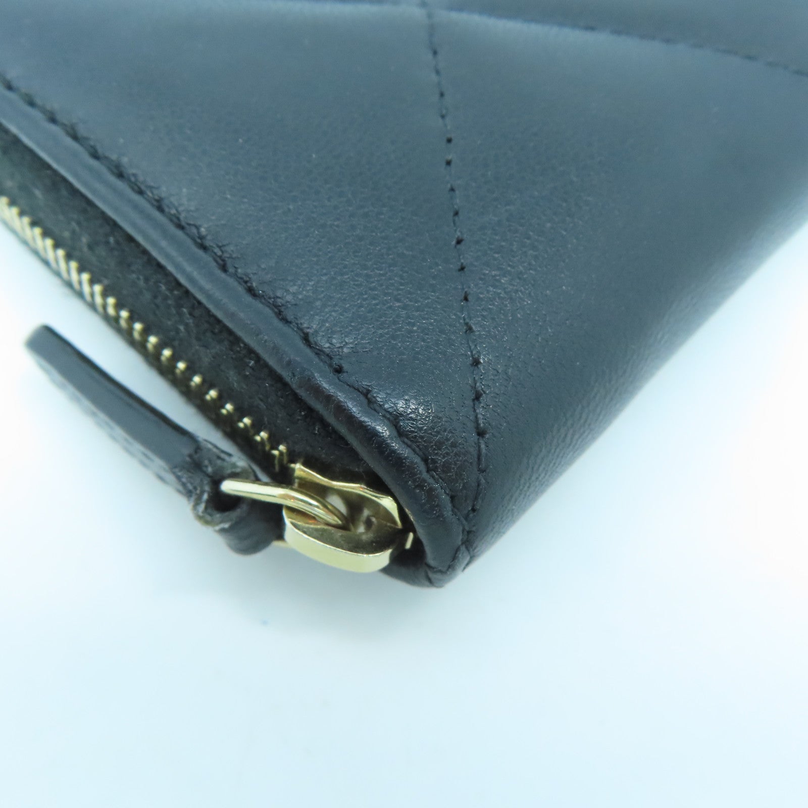 CHANEL rhombus sheepskin leather Wallet gold buckle wallet black