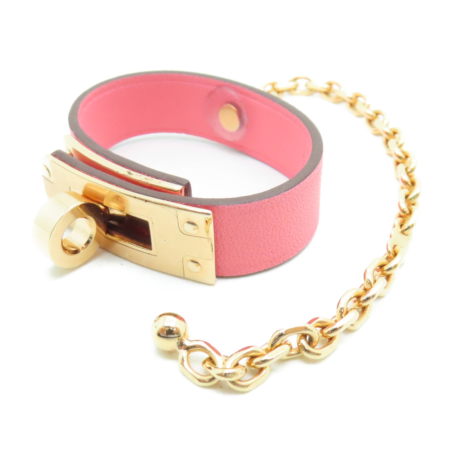 HERMES Swift皮革Pince a Gauts Kelly金扣掛飾夏日瑰粉色