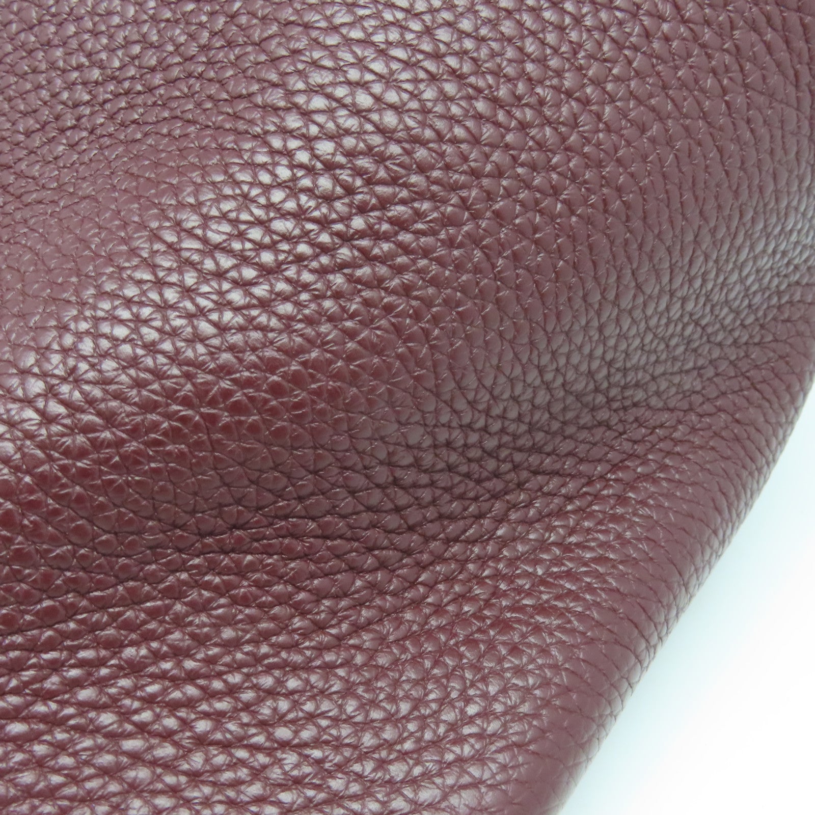 HERMES Clemence Leather Picotin PM Silver Button Handle Bag Rouge H Brown