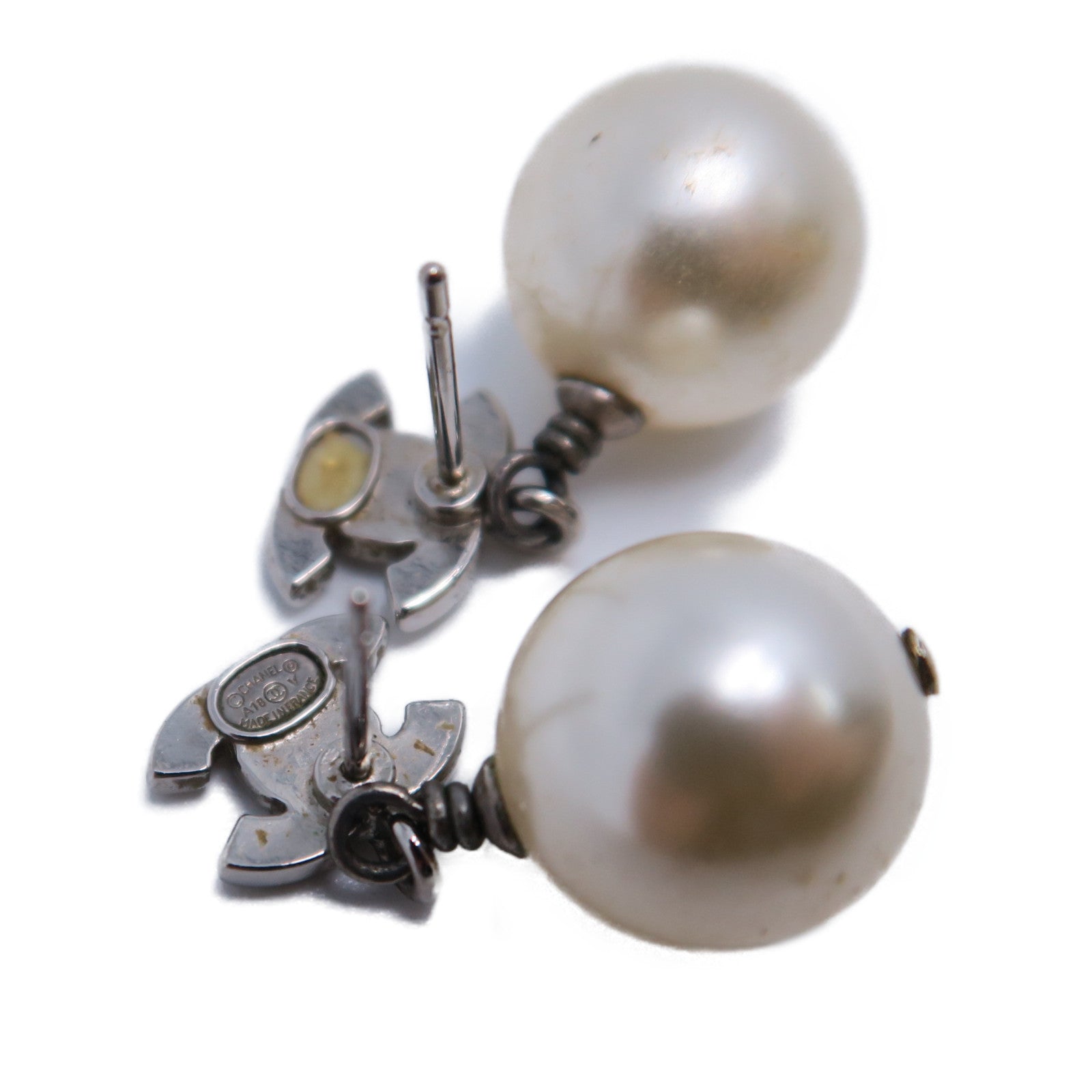 CHANEL PVC/金屬Earrings耳環銀色/米色