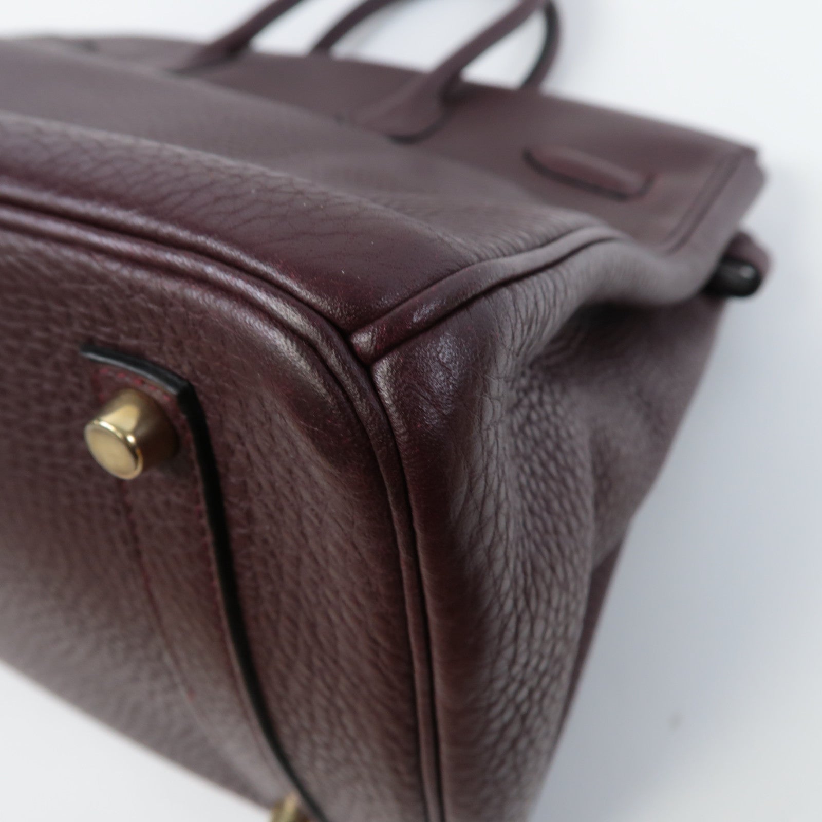HERMES Clemence皮革Birkin 35金扣手挽袋深紅紫色