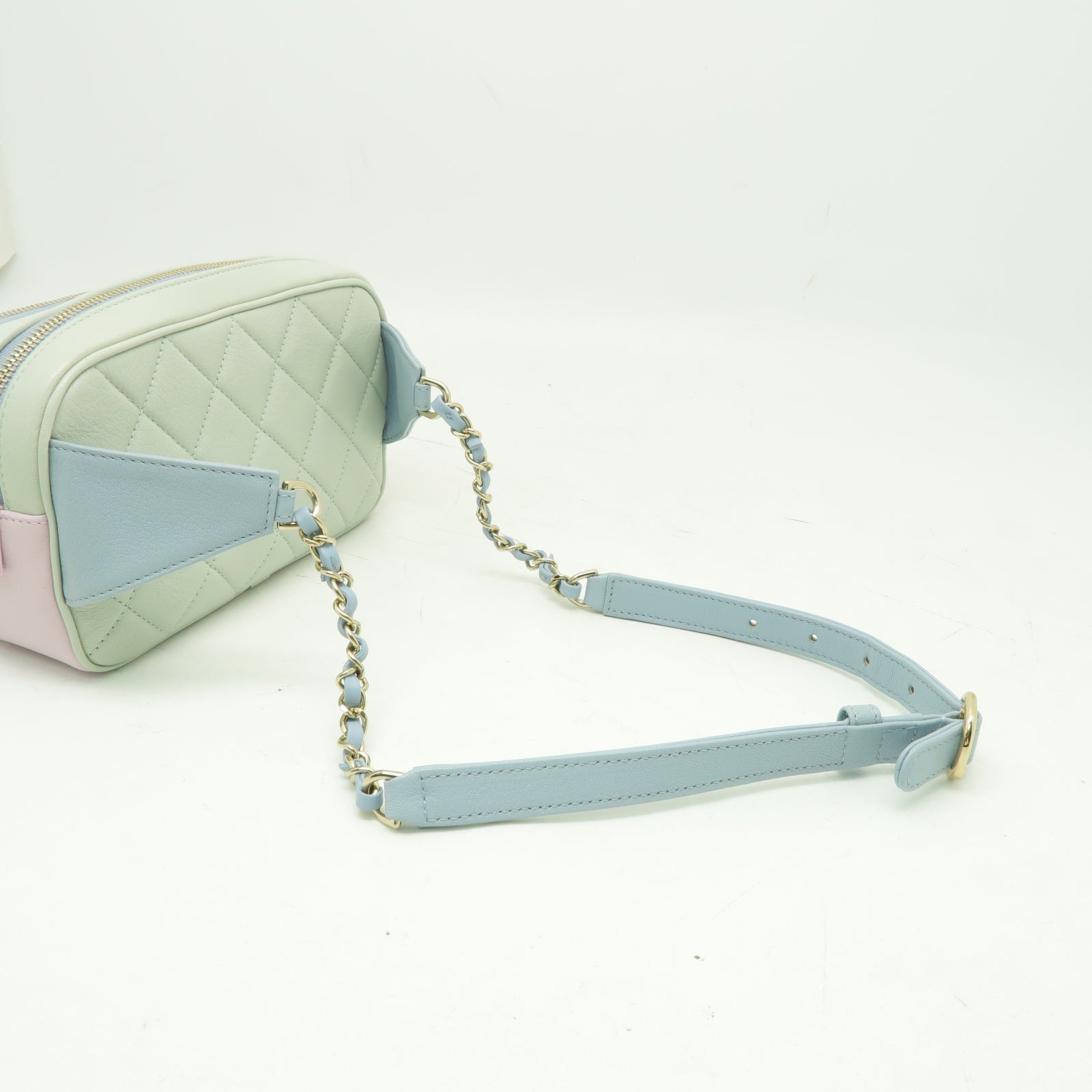 CHANEL 菱格牛皮皮革Waist Bag金扣腰包綠色