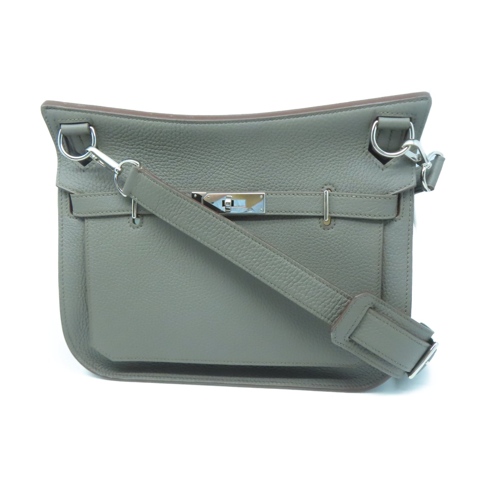 HERMES Taurillon Clemence皮革Jypsiere 28銀扣肩背袋錫器灰色