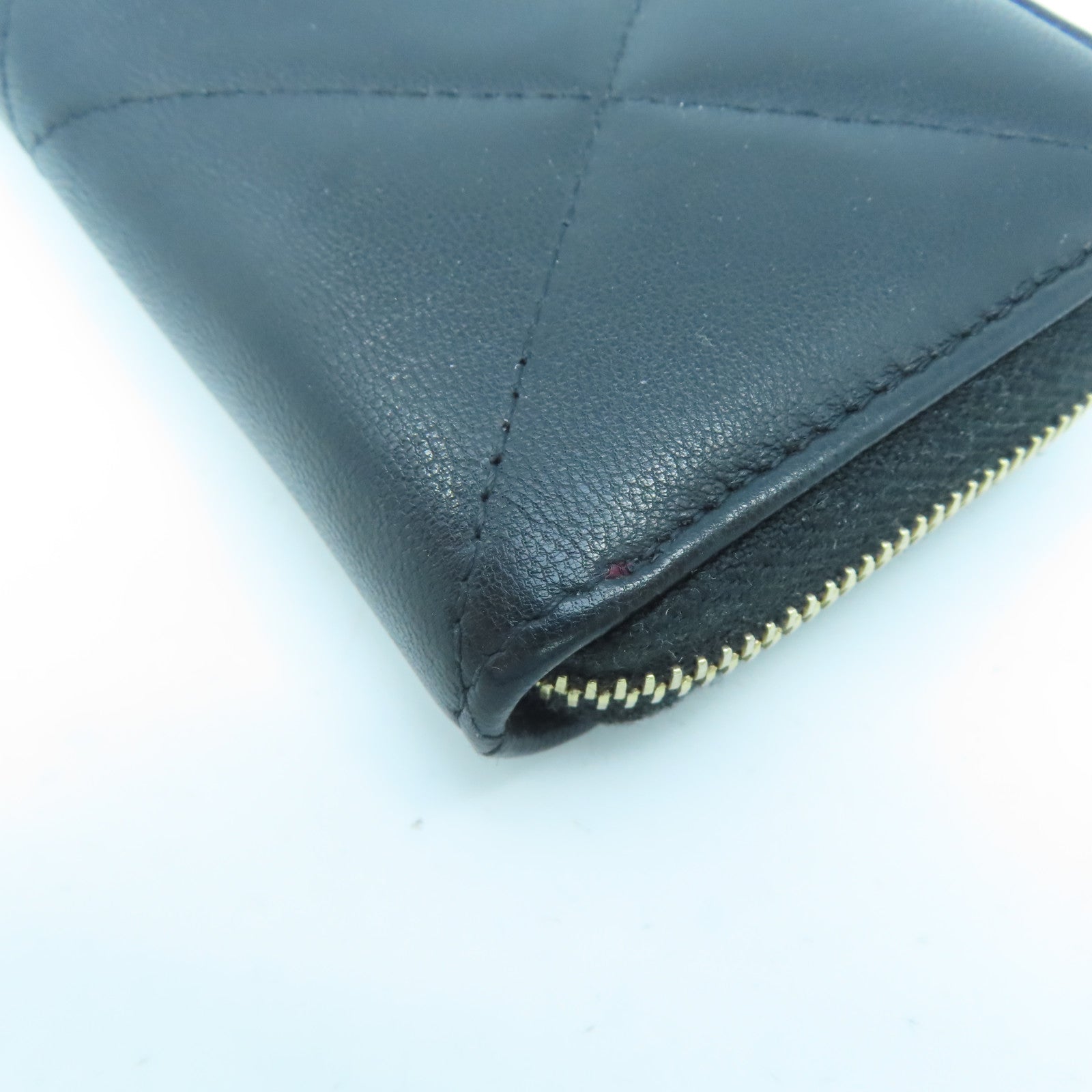 CHANEL rhombus sheepskin leather Wallet gold buckle wallet black