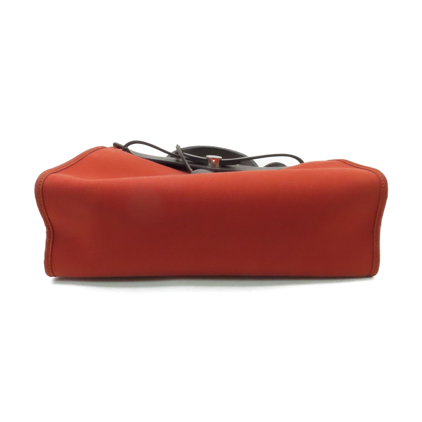 HERMES 帆布Herbag PM銀扣手挽肩背兩用袋紅色