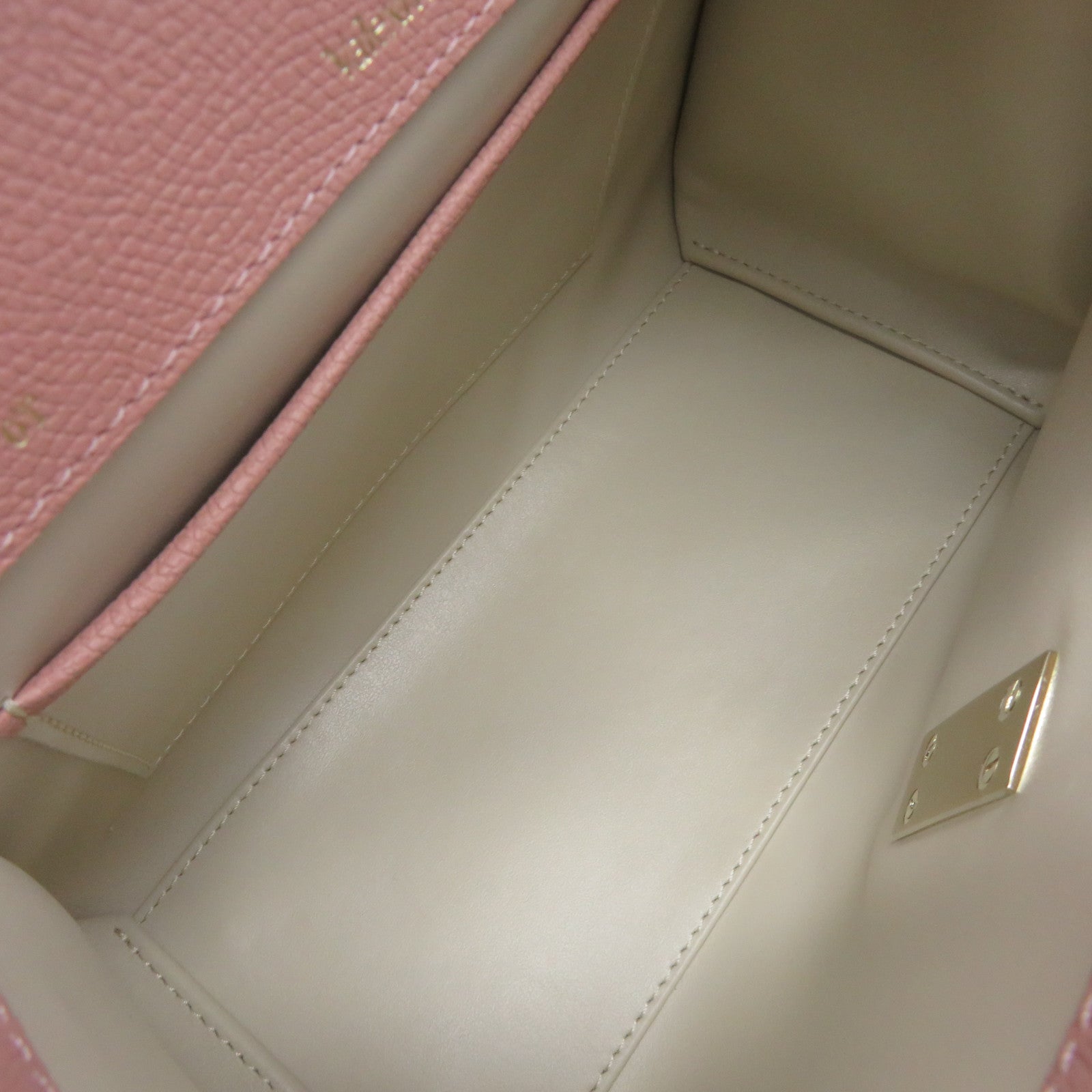 SELECTION 牛皮皮革Valextra Mini Textued 2Way Hand Bag手挽肩背兩用袋杏色