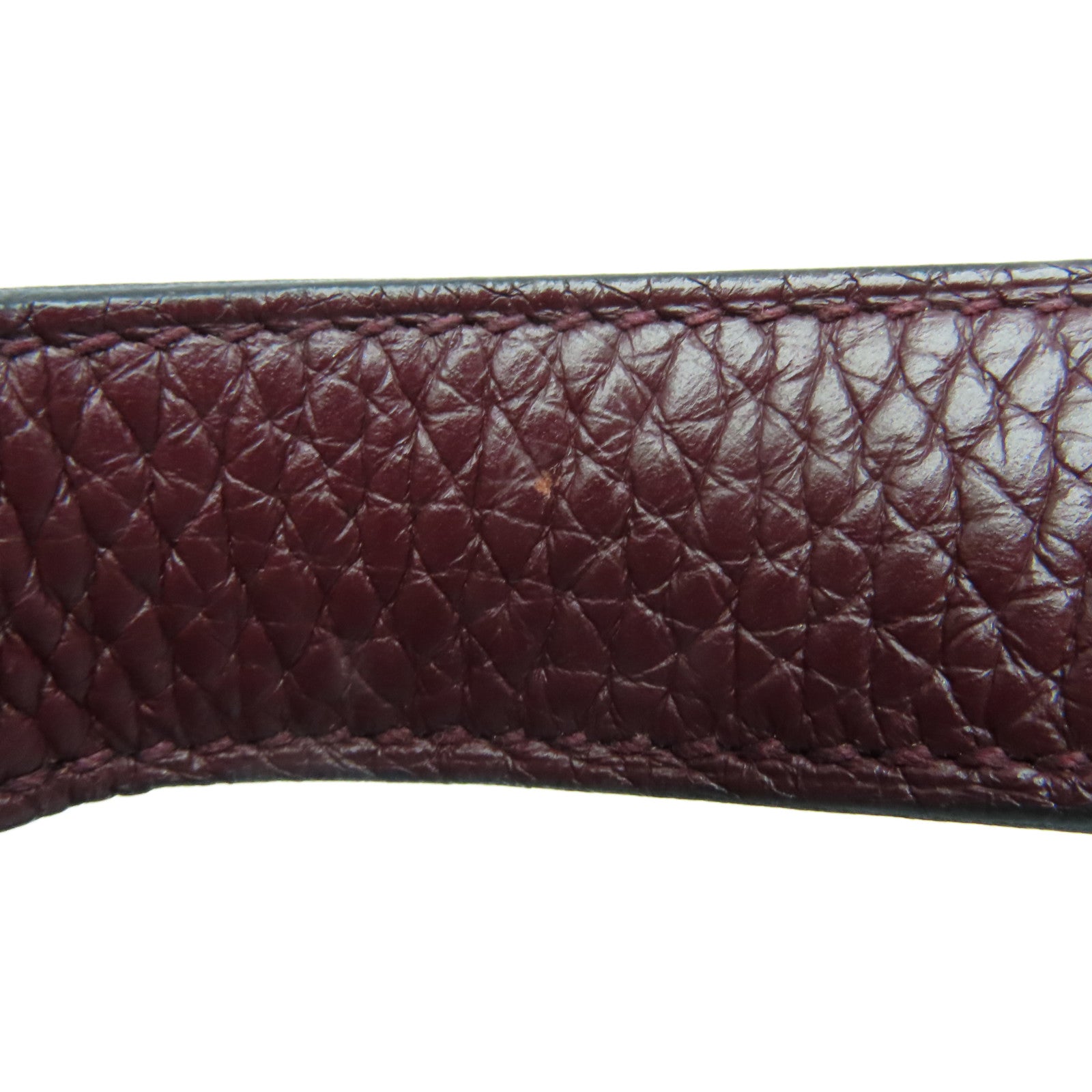 HERMES Clemence Leather Picotin PM Silver Button Handle Bag Rouge H Brown