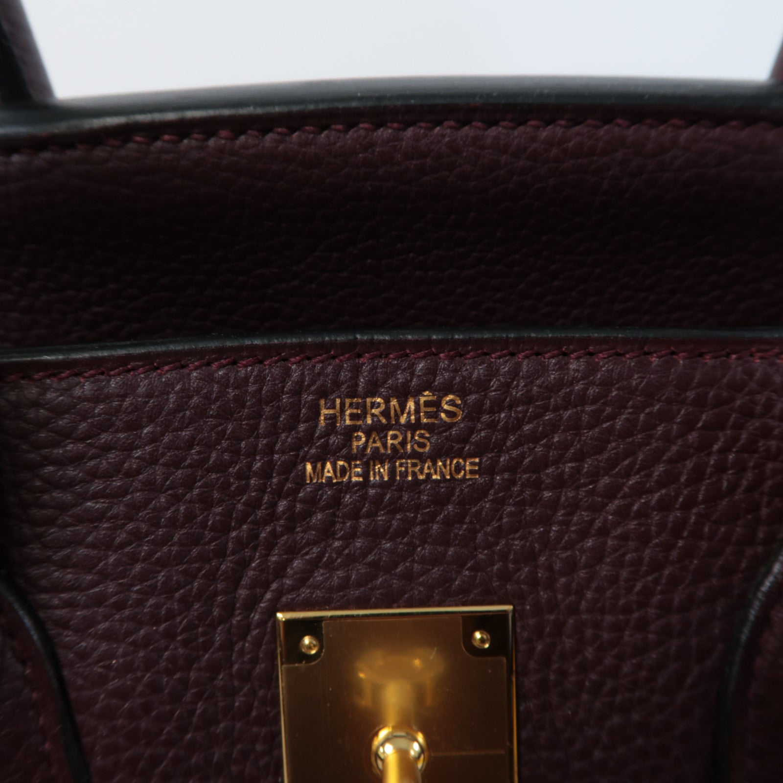 HERMES Clemence皮革Birkin 35金扣手挽袋深紅紫色