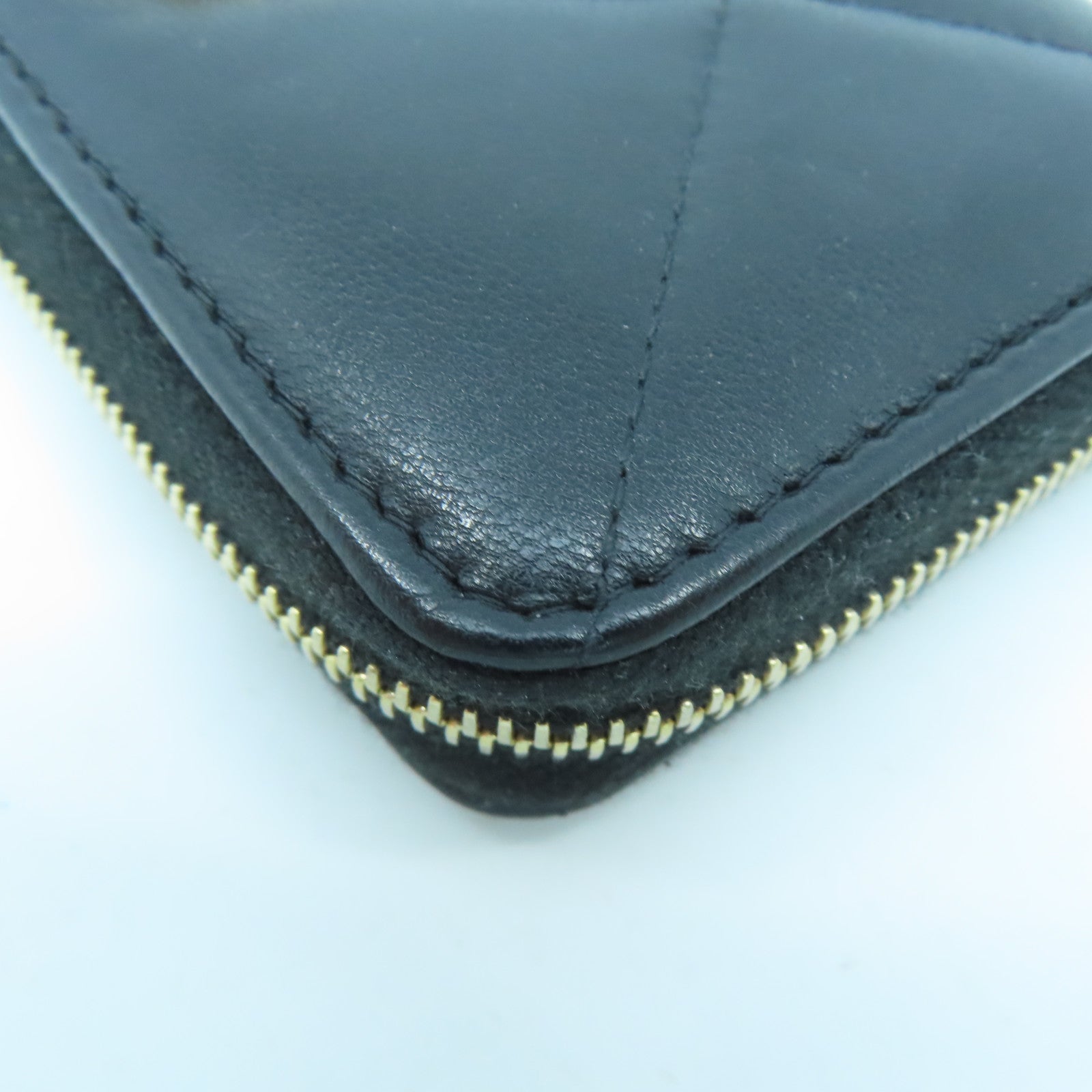 CHANEL rhombus sheepskin leather Wallet gold buckle wallet black