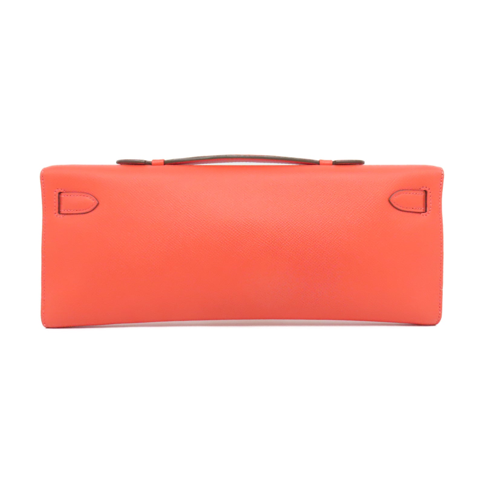 HERMES Epsom皮革Kelly Cut金扣手拿包蜜桃紅色
