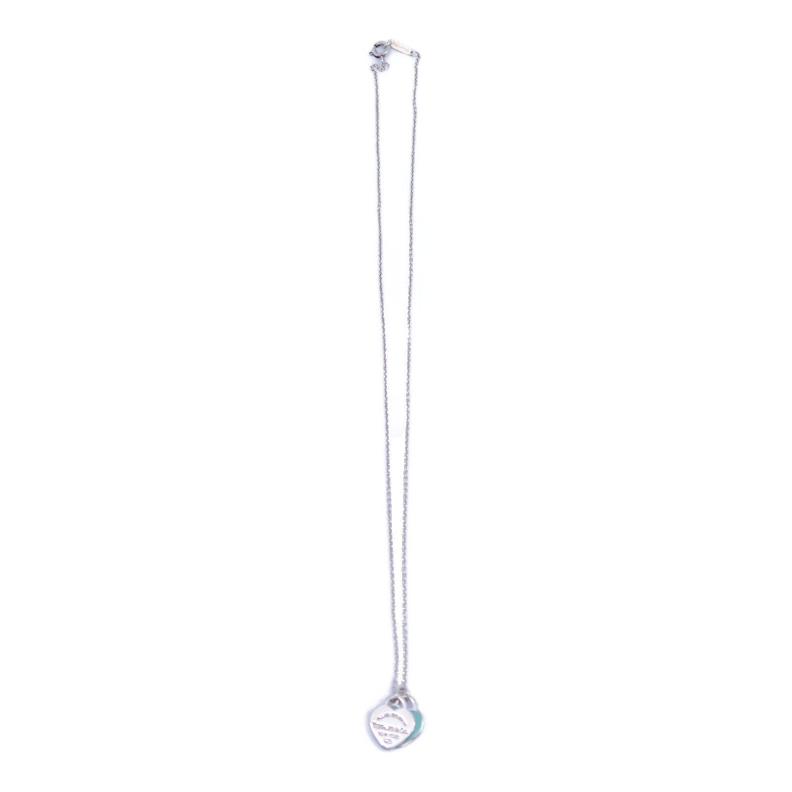 TIFFANY＆CO 925純銀Mini Heart Necklace項鏈淺藍色