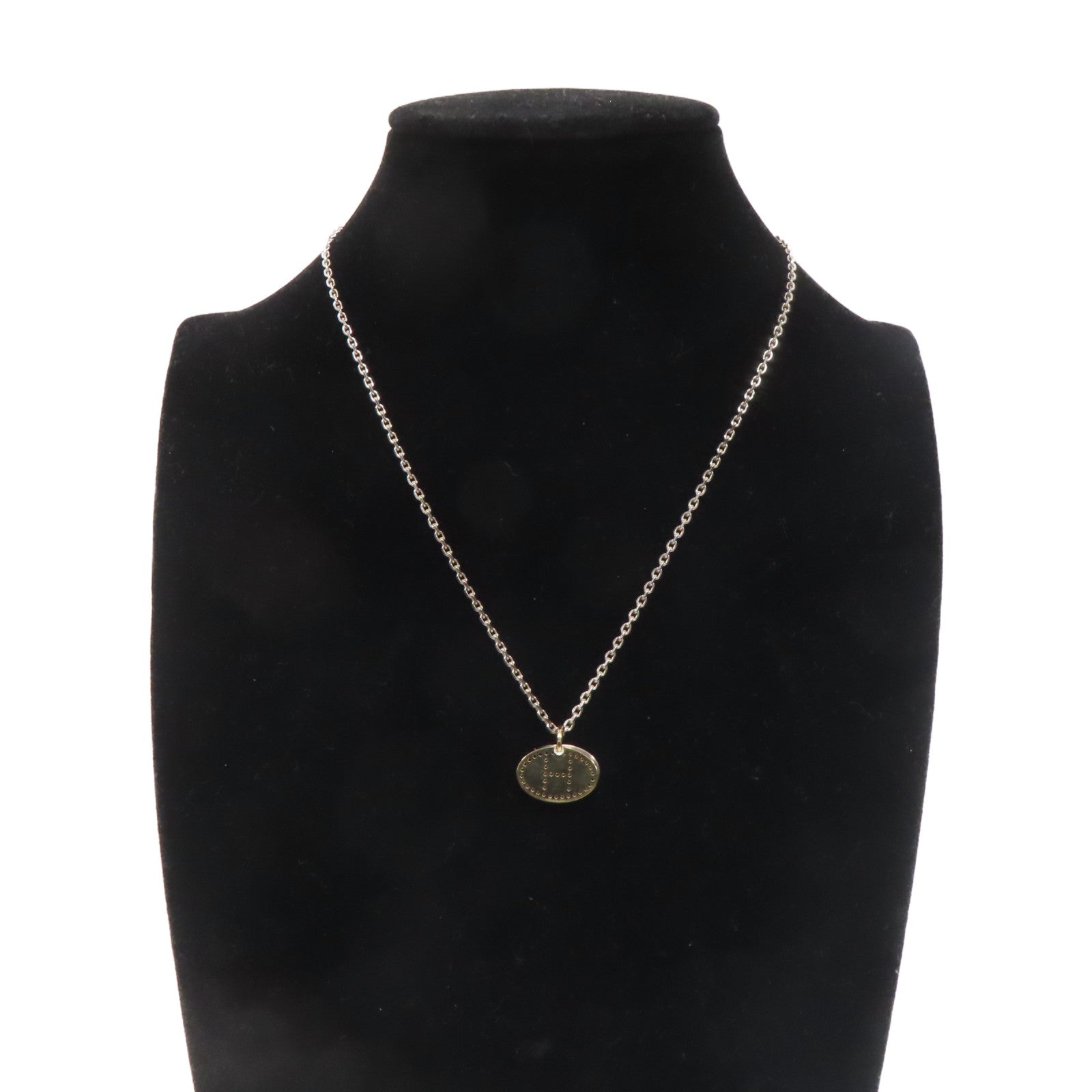 HERMES 925純銀Eclipse Evelyne Pendant Necklace銀扣項鍊銀色