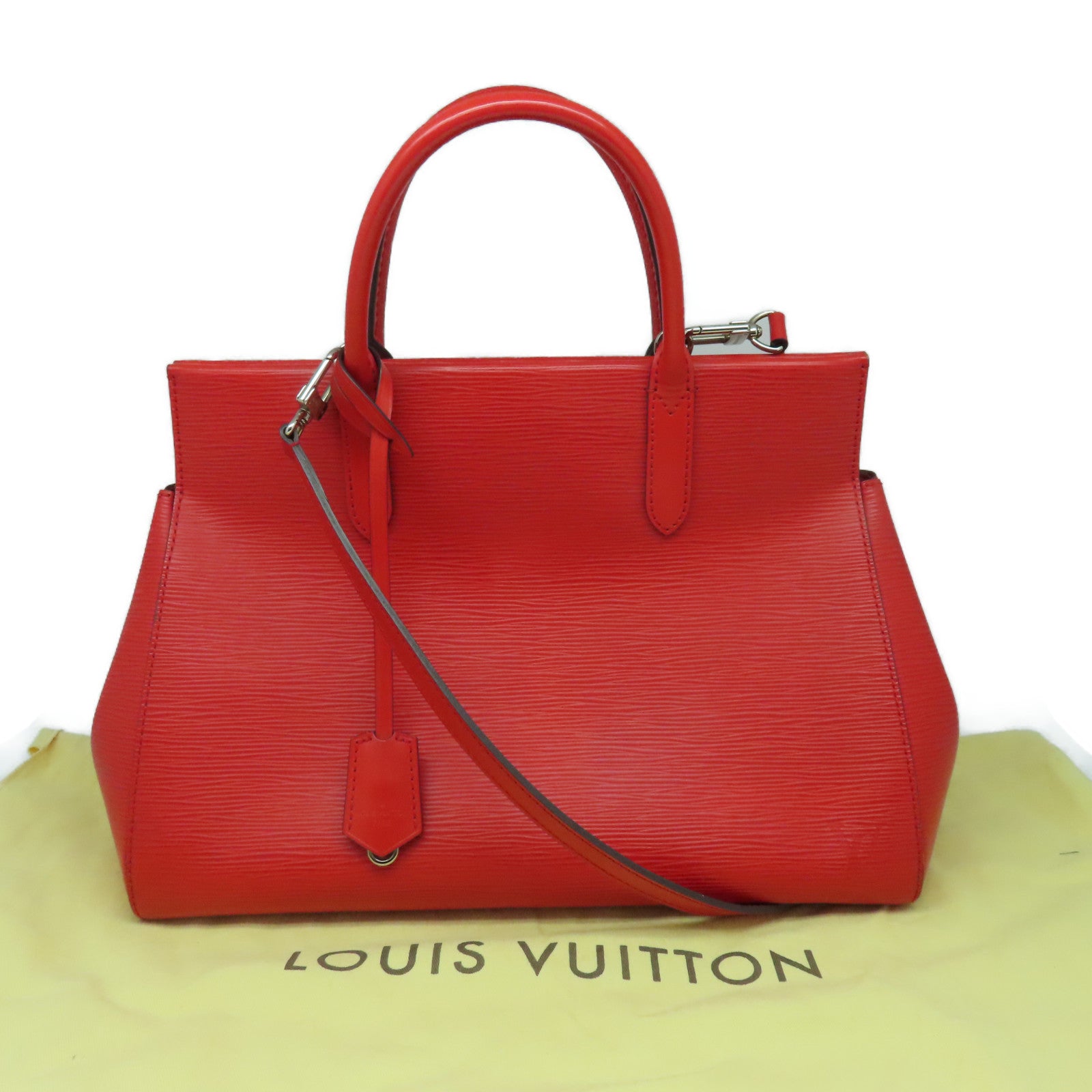 LOUIS VUITTON Epi Marly MM银扣手挽肩背两用袋红色