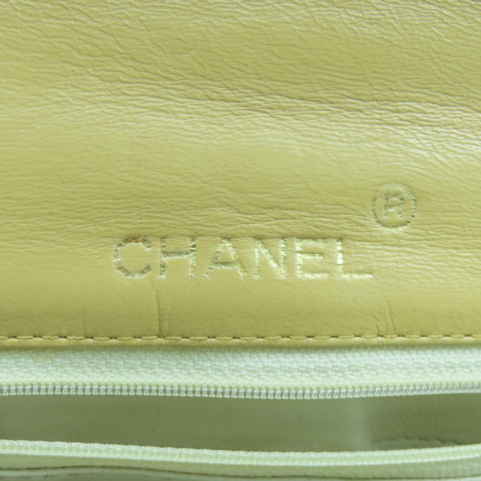 CHANEL 蜥蝪皮革Vintage Chain Shoulder Bag金扣肩背袋黃色