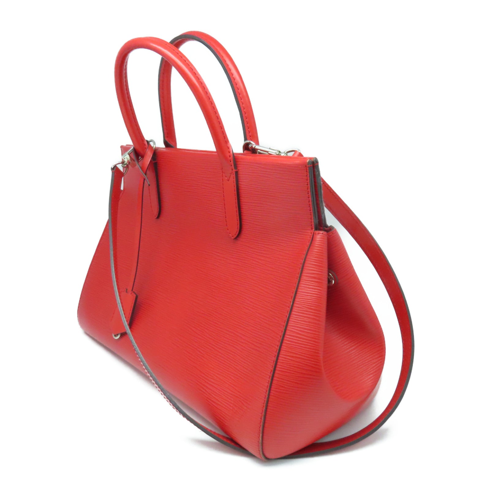 LOUIS VUITTON Epi Marly MM银扣手挽肩背两用袋红色