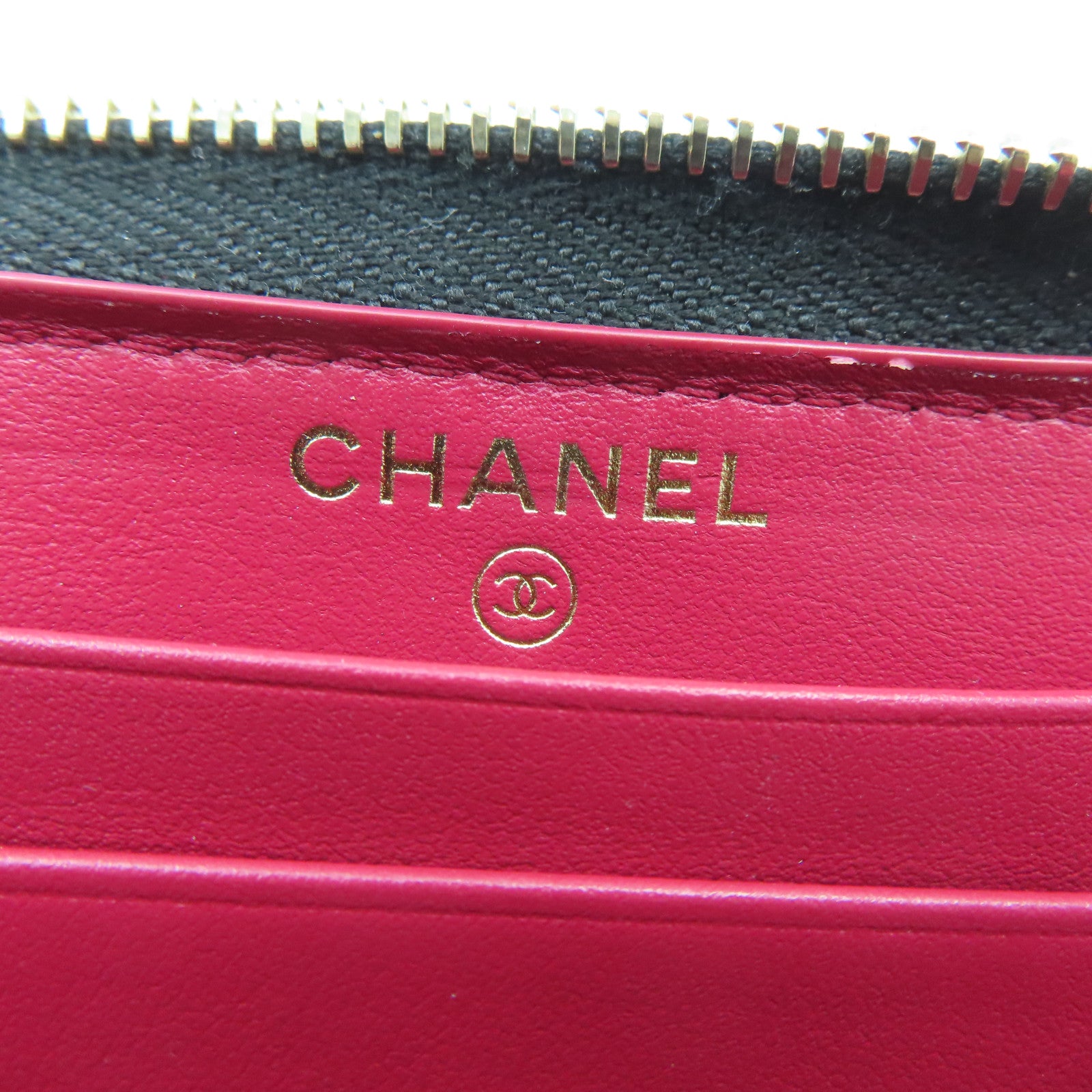 CHANEL rhombus sheepskin leather Wallet gold buckle wallet black