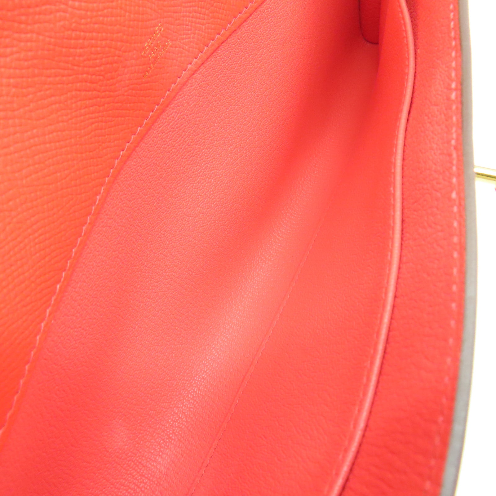 HERMES Epsom皮革Kelly Cut金扣手拿包蜜桃紅色