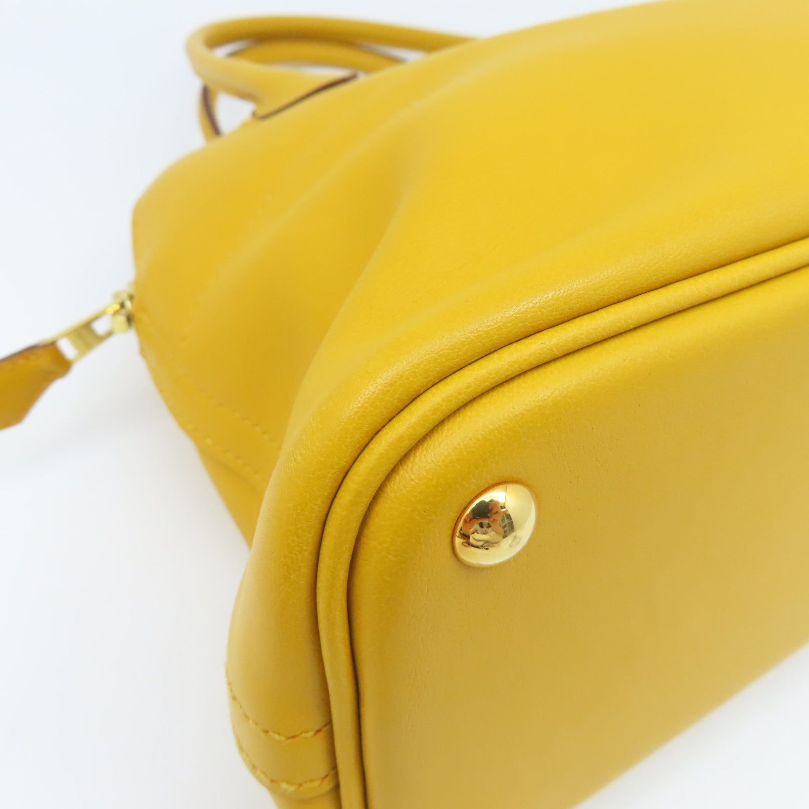 HERMES Swift Leather Bolide 27 Gold Buckle Handle Shoulder Bag Yellow