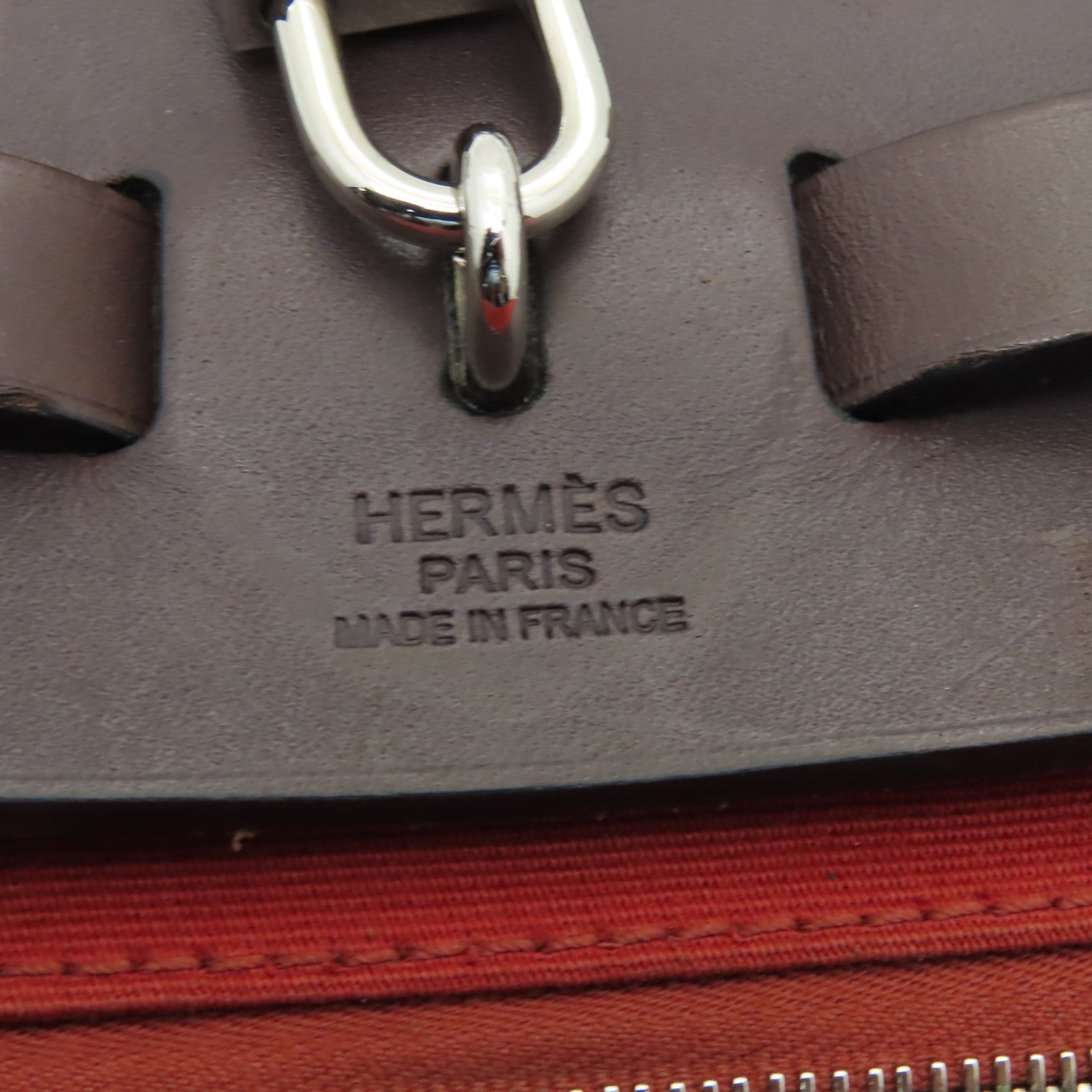 HERMES 帆布Herbag PM銀扣手挽肩背兩用袋紅色