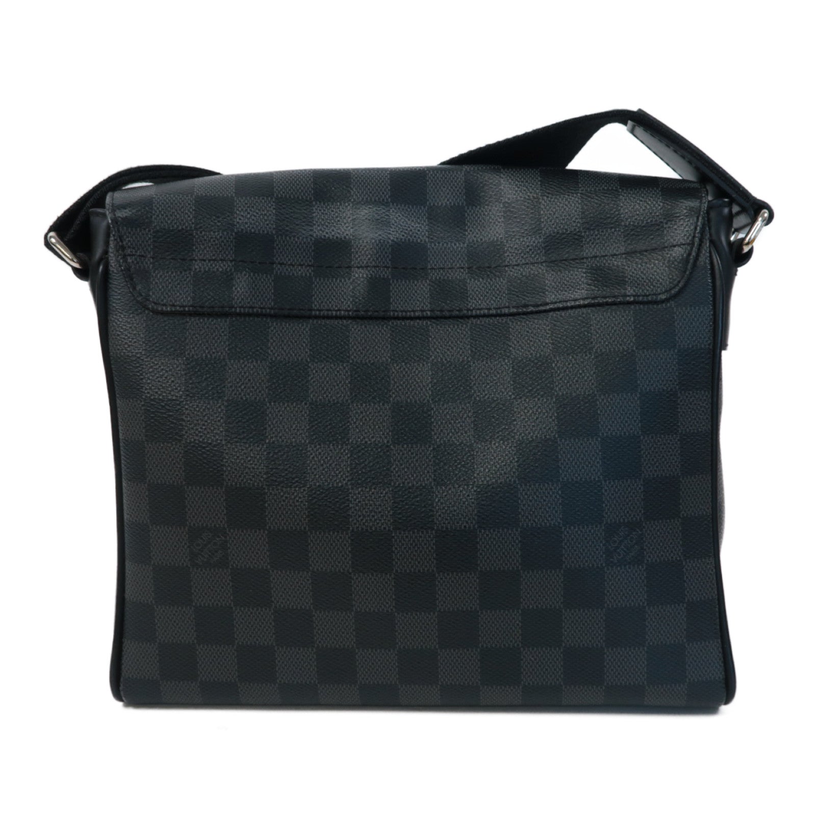 LOUIS VUITTON Damier Graphite Distrist PM銀扣肩背袋黑色
