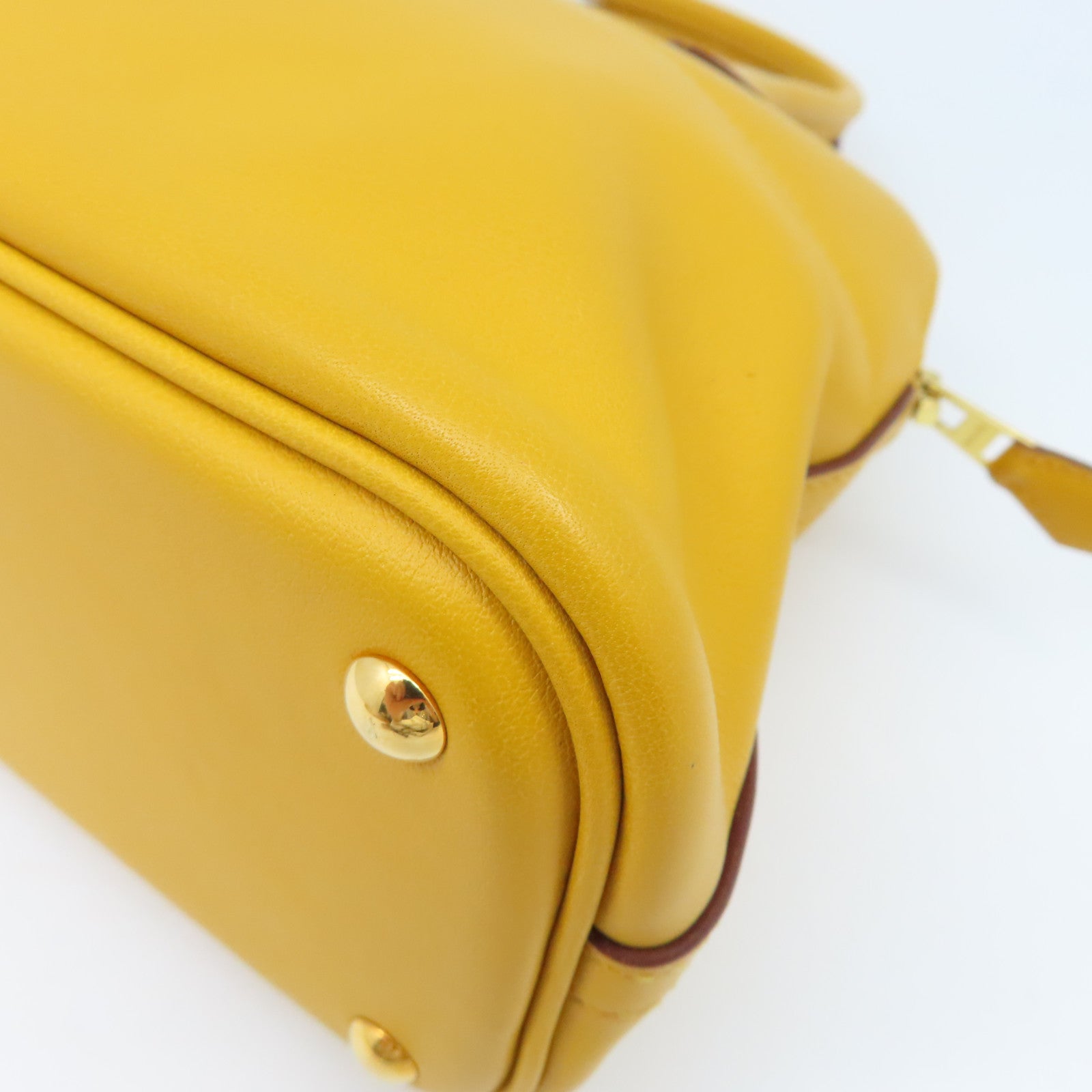 HERMES Swift Leather Bolide 27 Gold Buckle Handle Shoulder Bag Yellow