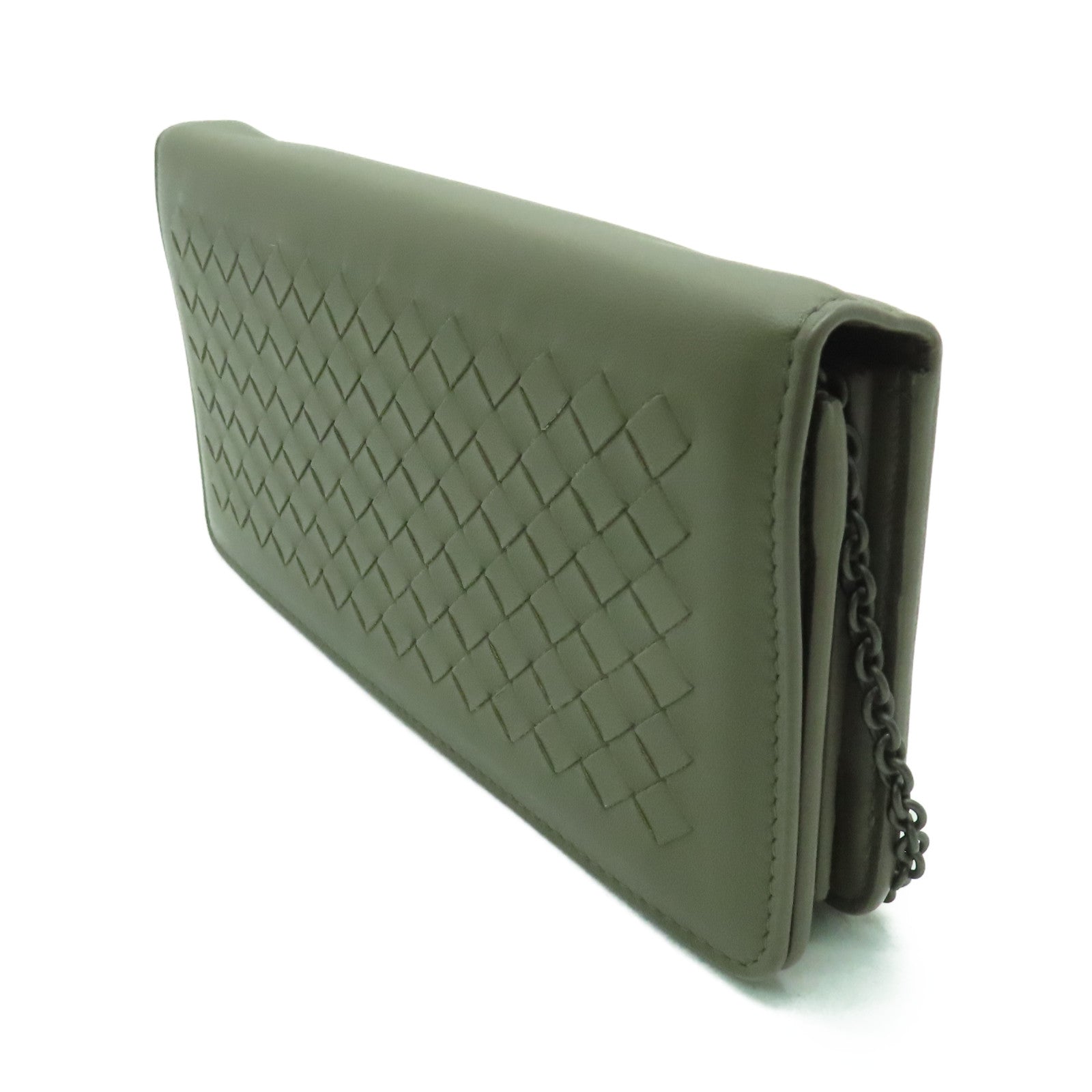 BOTTEGA VENETA 織紋皮革Wallet On Chain鏈帶肩背袋啡色
