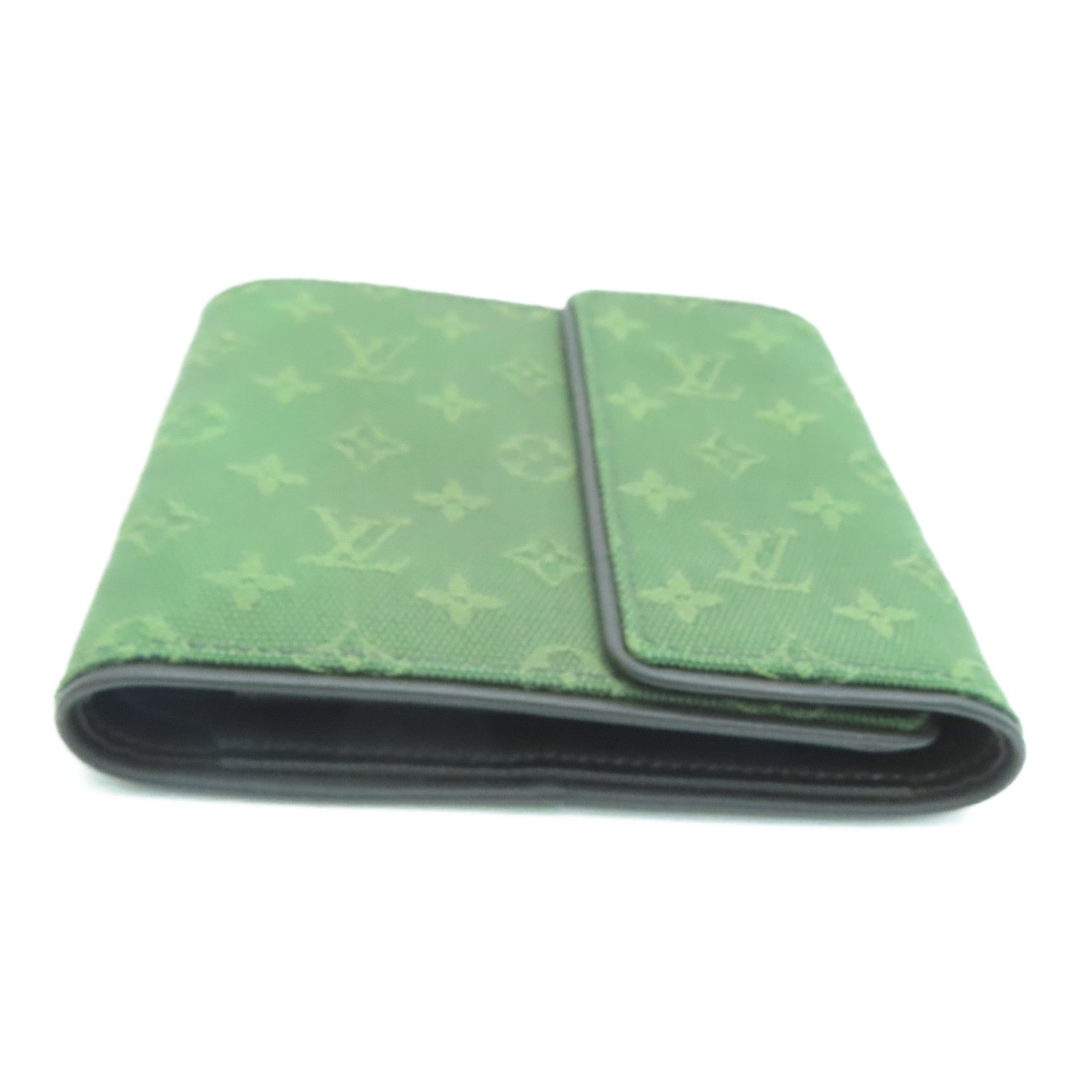 LOUIS VUITTON Monogram Mini Lin Wallet金扣钱包绿色