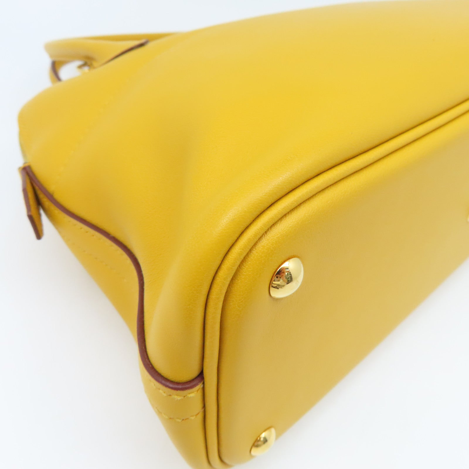 HERMES Swift Leather Bolide 27 Gold Buckle Handle Shoulder Bag Yellow