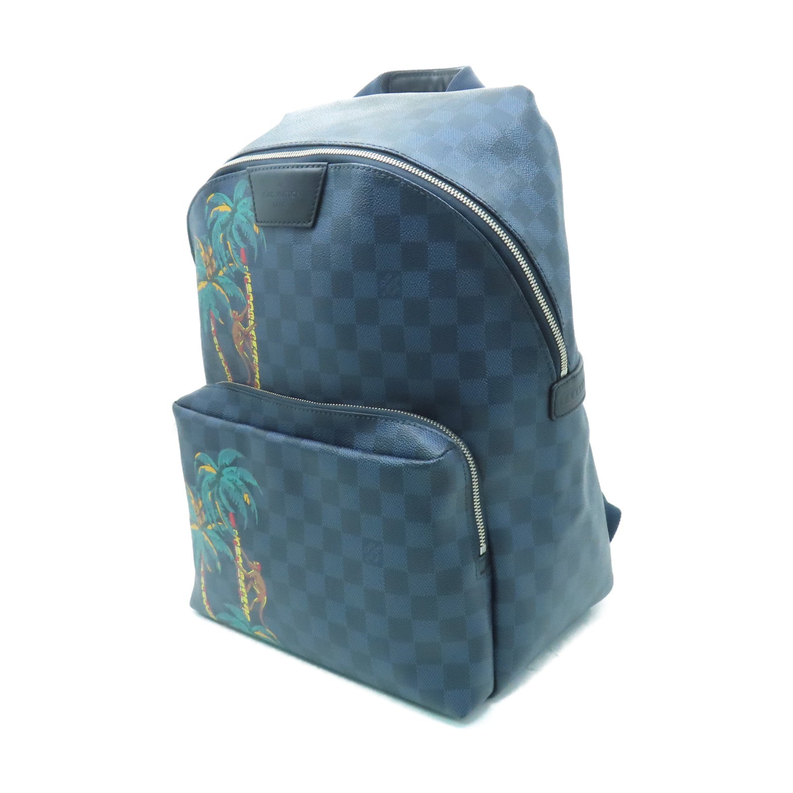 LOUIS VUITTON Damier Apollo銀扣背包深藍色