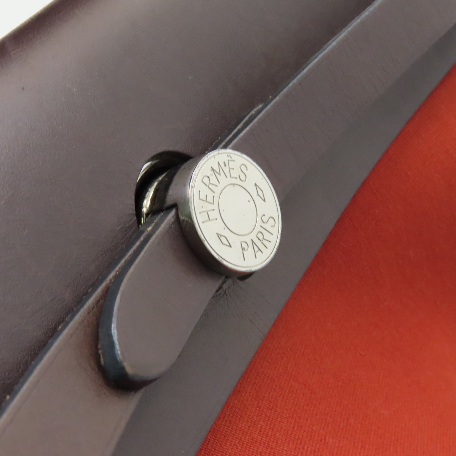 HERMES 帆布Herbag PM銀扣手挽肩背兩用袋紅色