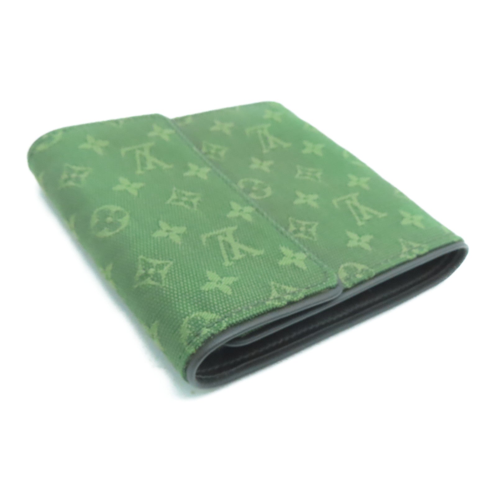 LOUIS VUITTON Monogram Mini Lin Wallet金扣钱包绿色