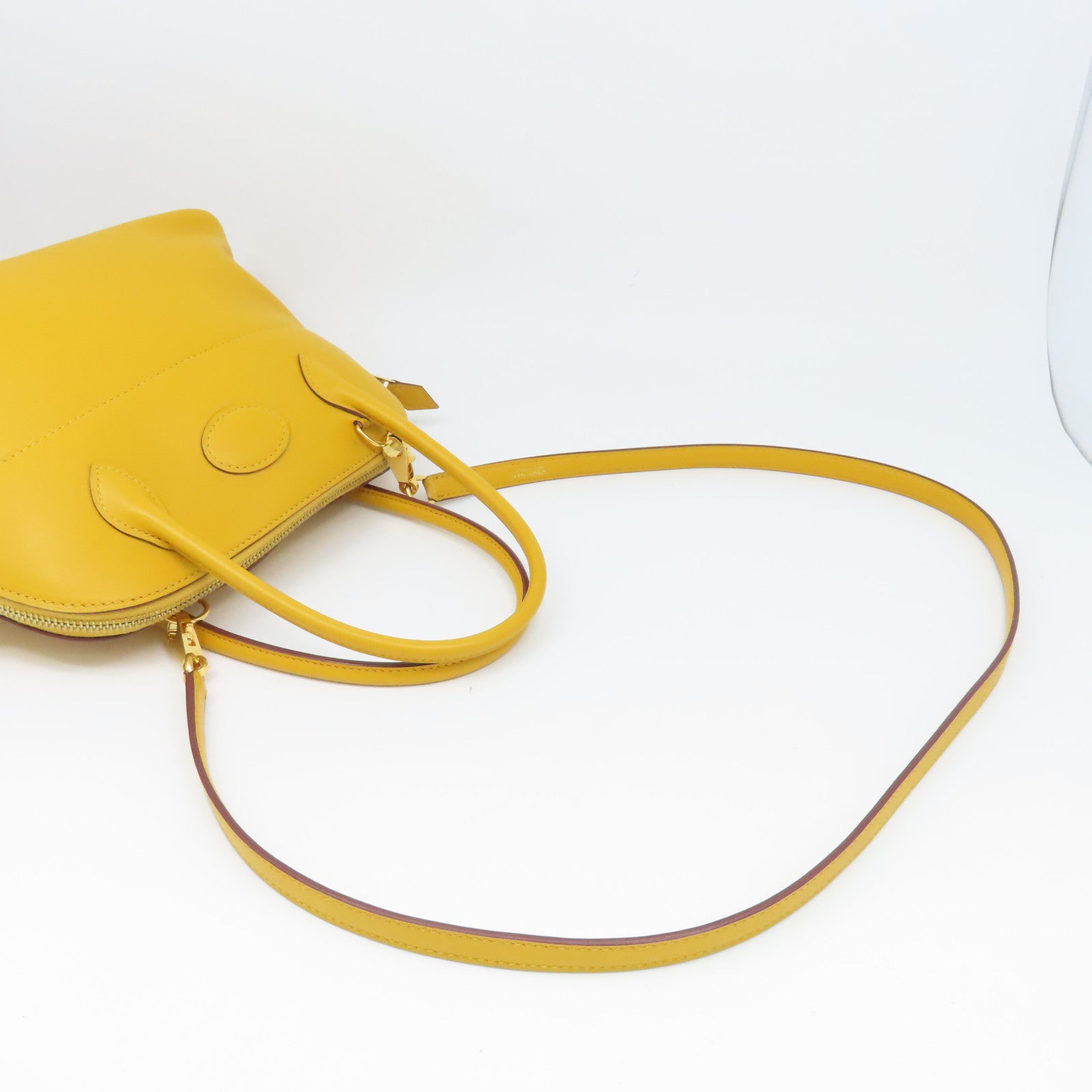 HERMES Swift Leather Bolide 27 Gold Buckle Handle Shoulder Bag Yellow