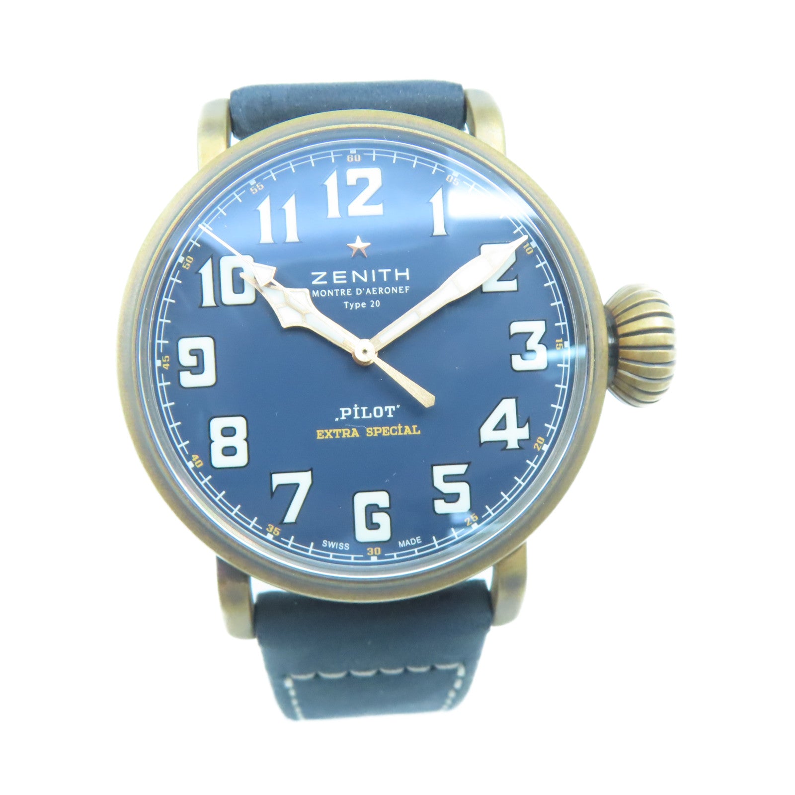 ZENITH Brass Pilot Typezo 20 Watch Automatic Movement Navy Blue