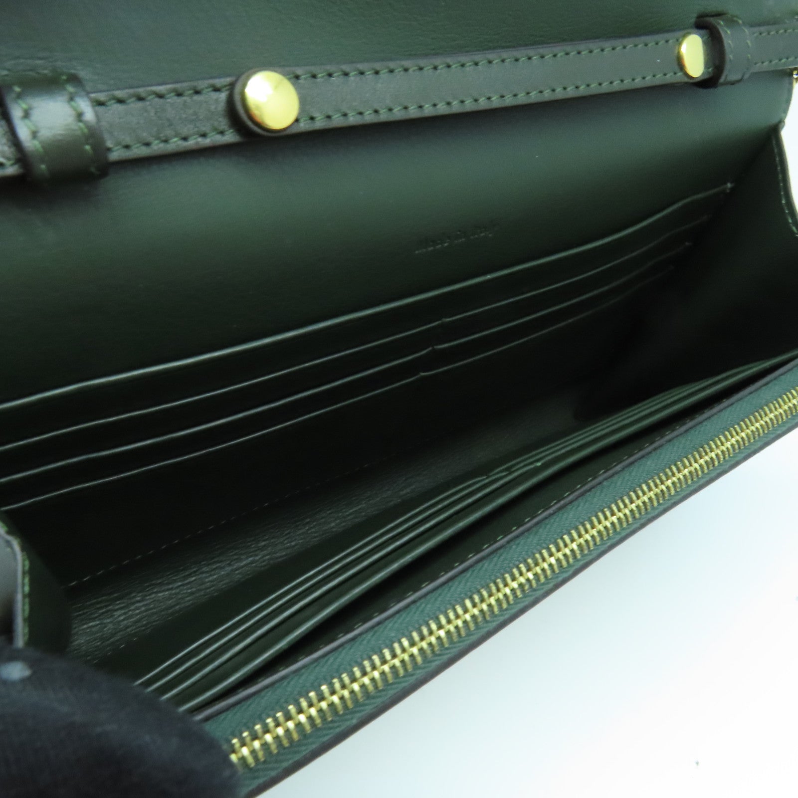 CELINE 牛皮皮革Chain Shoulder Bag金扣链带肩背袋绿色/黑色/米色