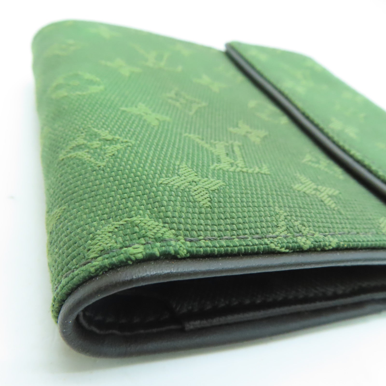 LOUIS VUITTON Monogram Mini Lin Wallet金扣钱包绿色