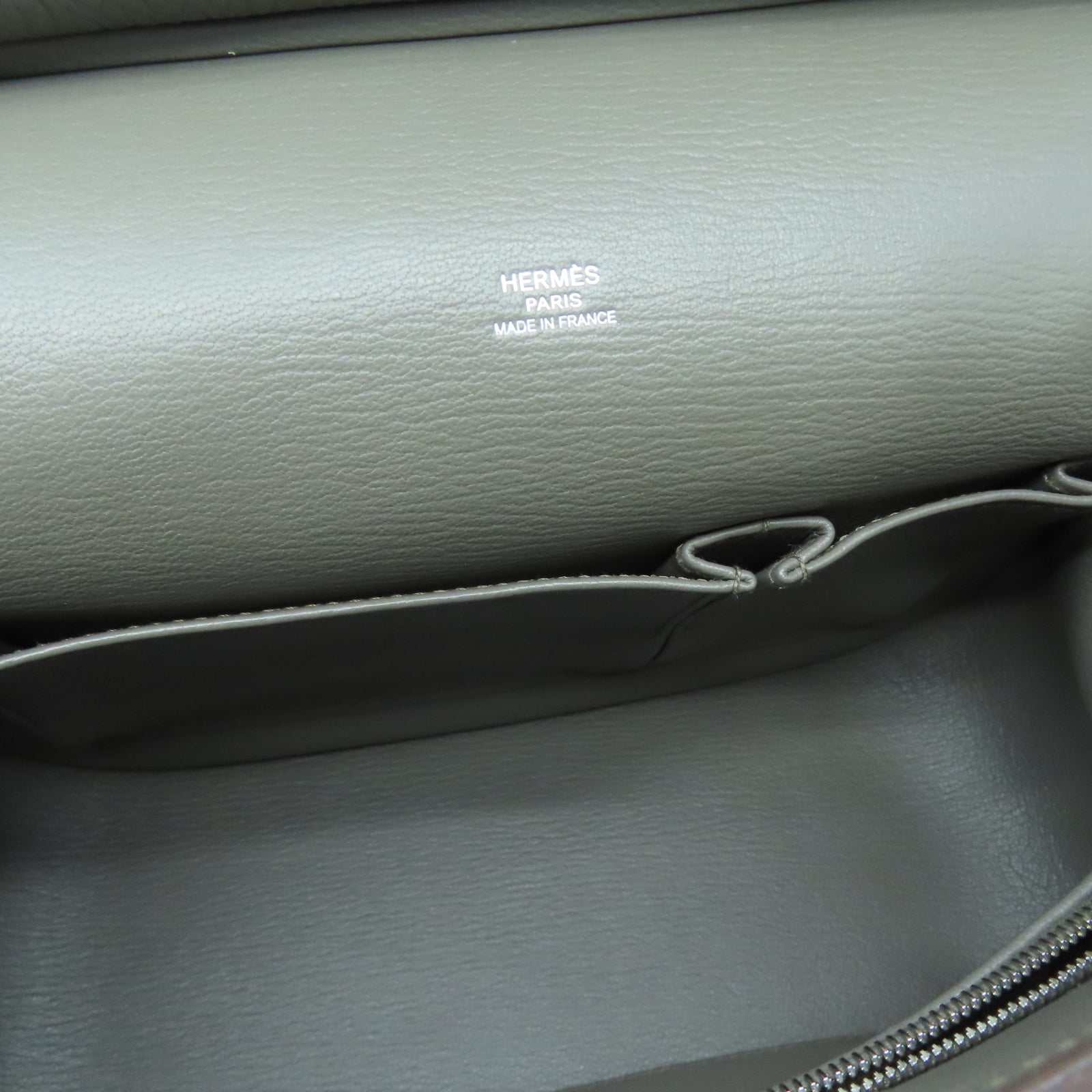 HERMES Taurillon Clemence皮革Jypsiere 28銀扣肩背袋錫器灰色