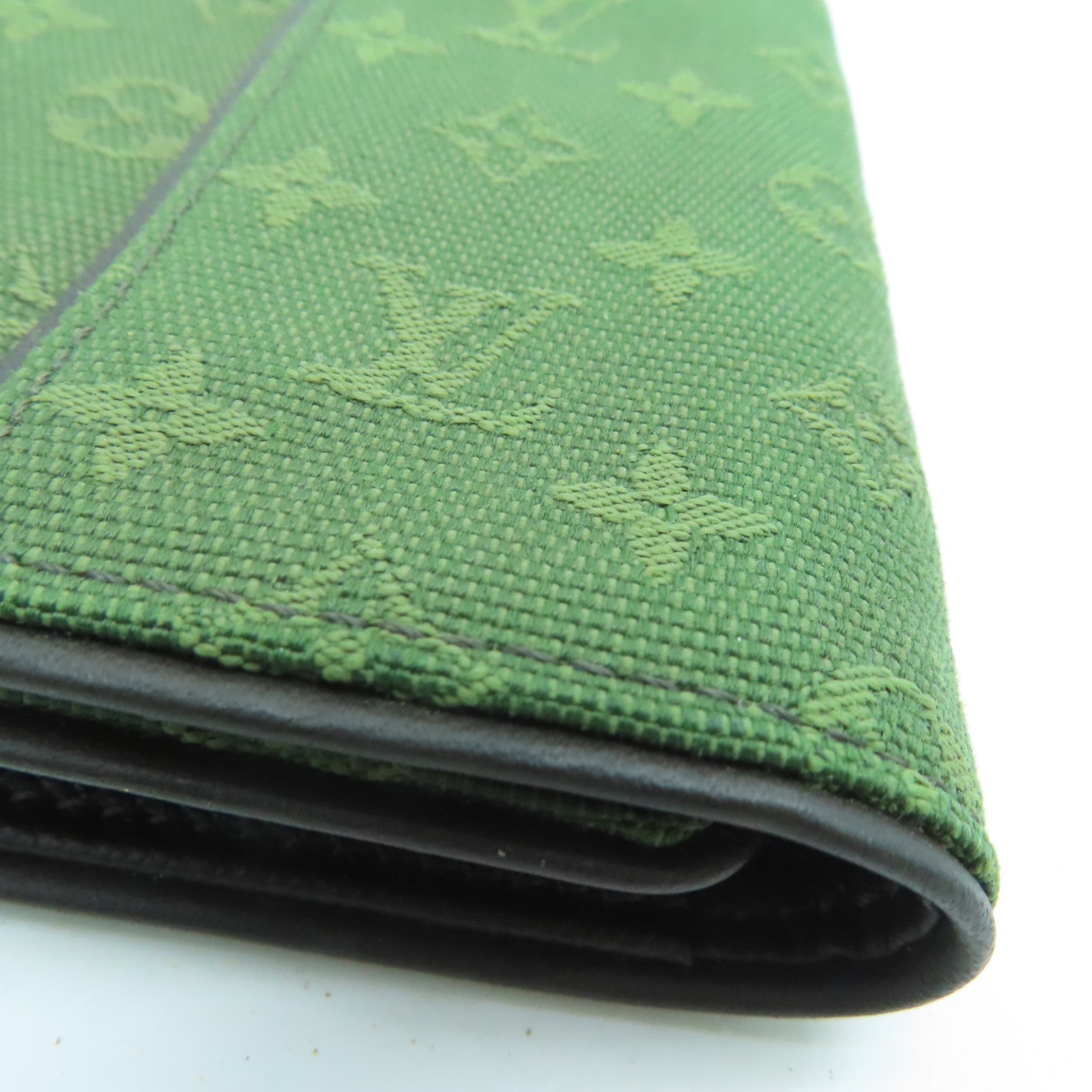 LOUIS VUITTON Monogram Mini Lin Wallet金扣钱包绿色