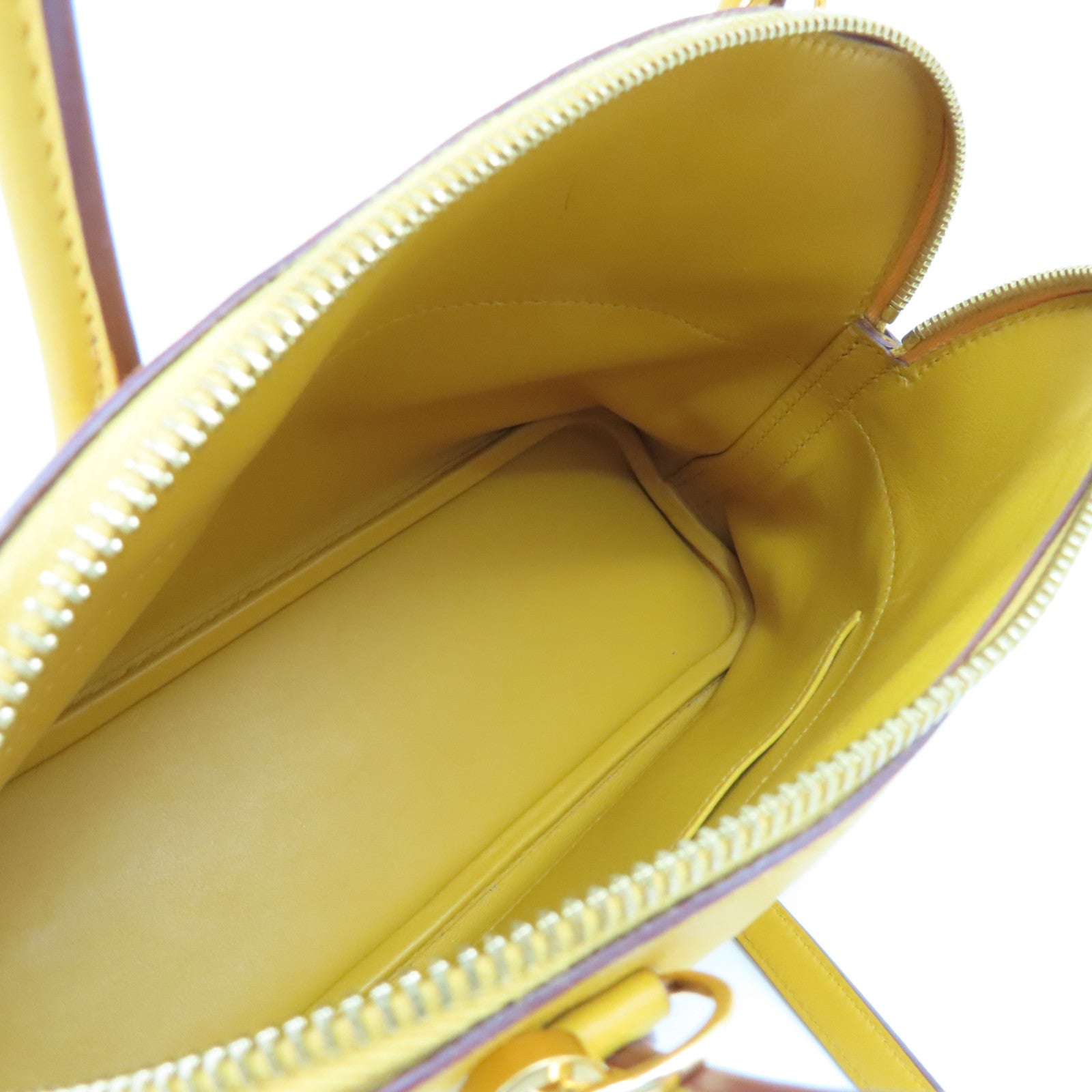 HERMES Swift Leather Bolide 27 Gold Buckle Handle Shoulder Bag Yellow