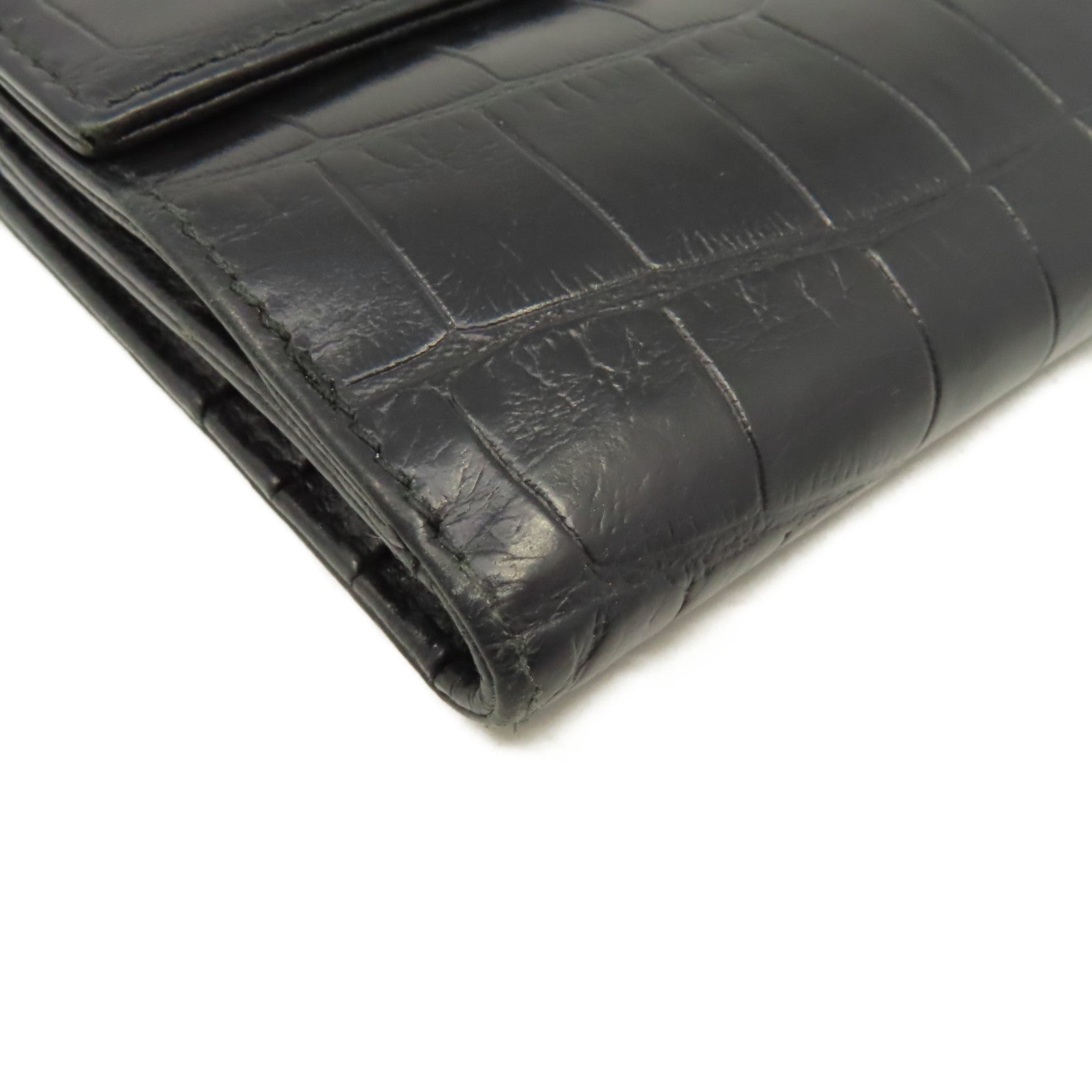 PRADA 牛皮皮革Short Wallet銀扣短錢包黑色
