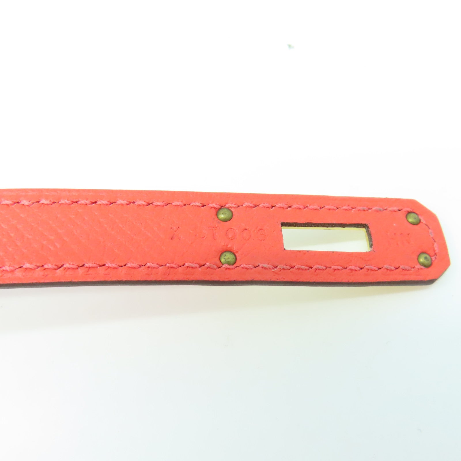 HERMES Epsom皮革Kelly Cut金扣手拿包蜜桃紅色