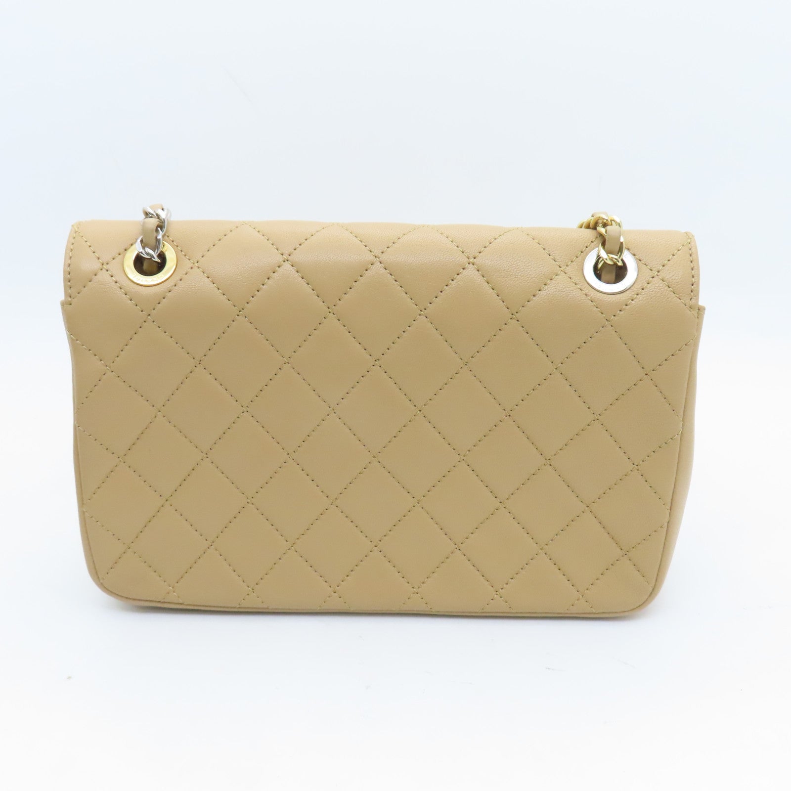 CHANEL Rhombus Leather Chain Shoulder Bag Chain Shoulder Bag Beige