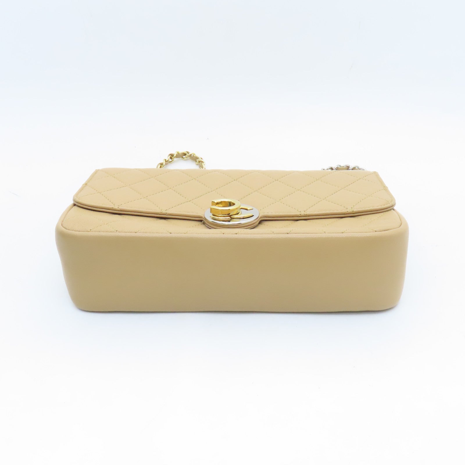 CHANEL Rhombus Leather Chain Shoulder Bag Chain Shoulder Bag Beige