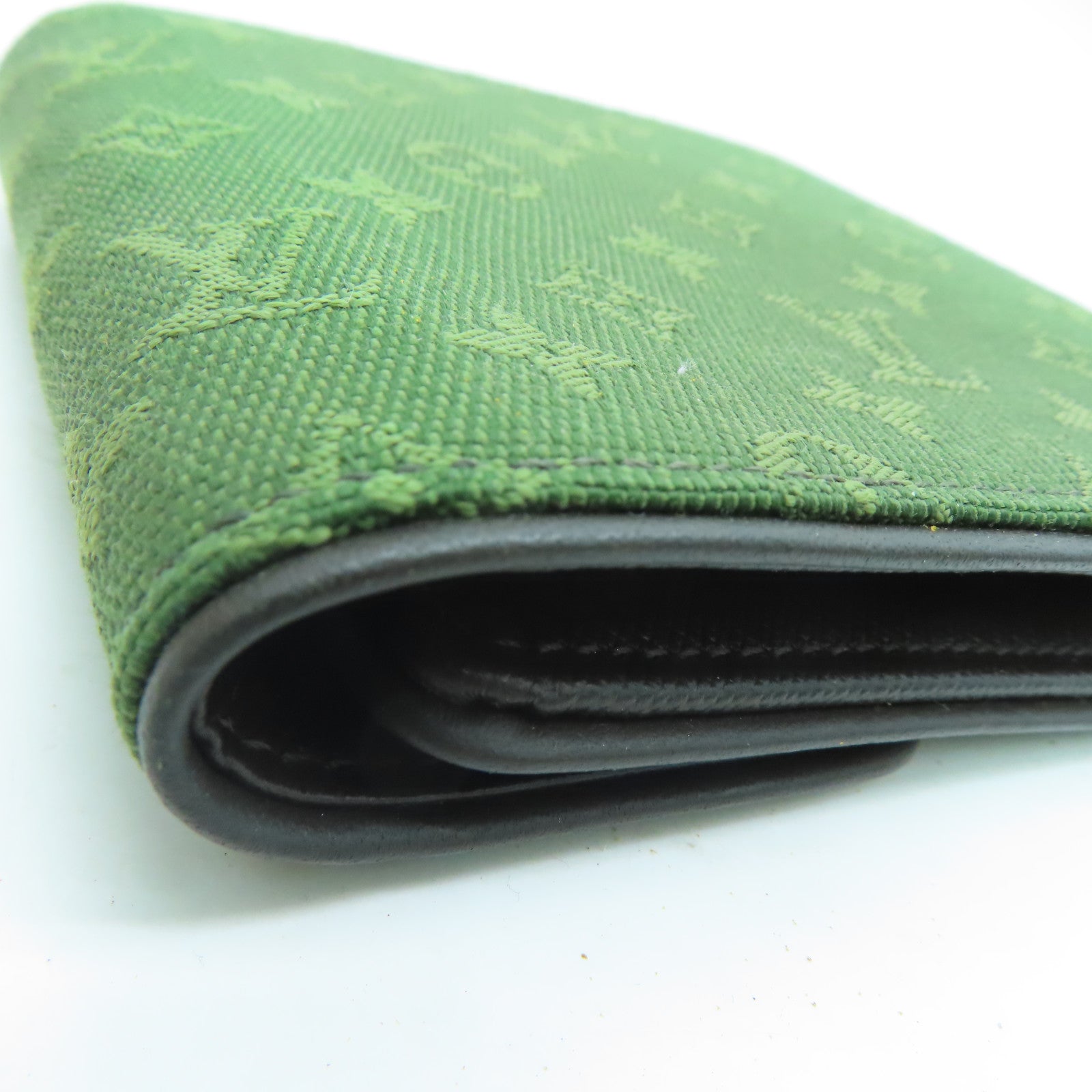 LOUIS VUITTON Monogram Mini Lin Wallet金扣钱包绿色