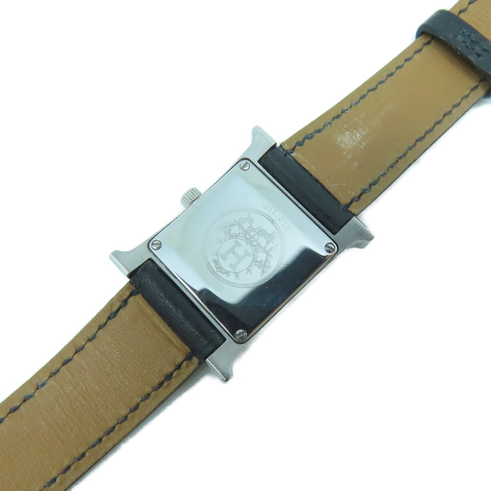 HERMES 皮革/不鏽鋼H watch手錶石英機芯米色/黑色